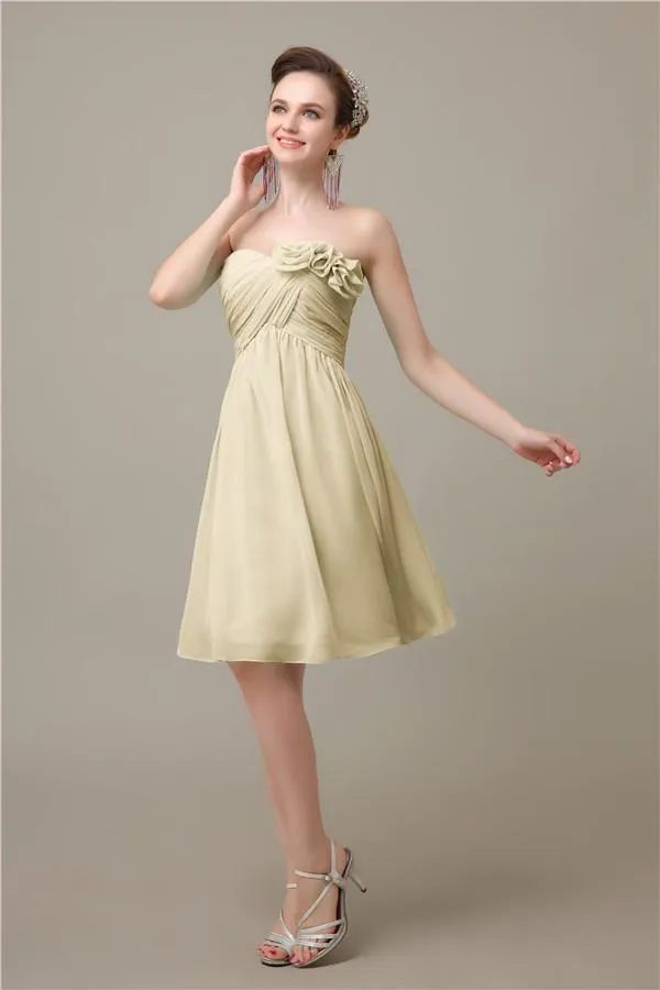 A-line Chiffon Sweetheart Knee-Length Short Bridesmaid Dresses