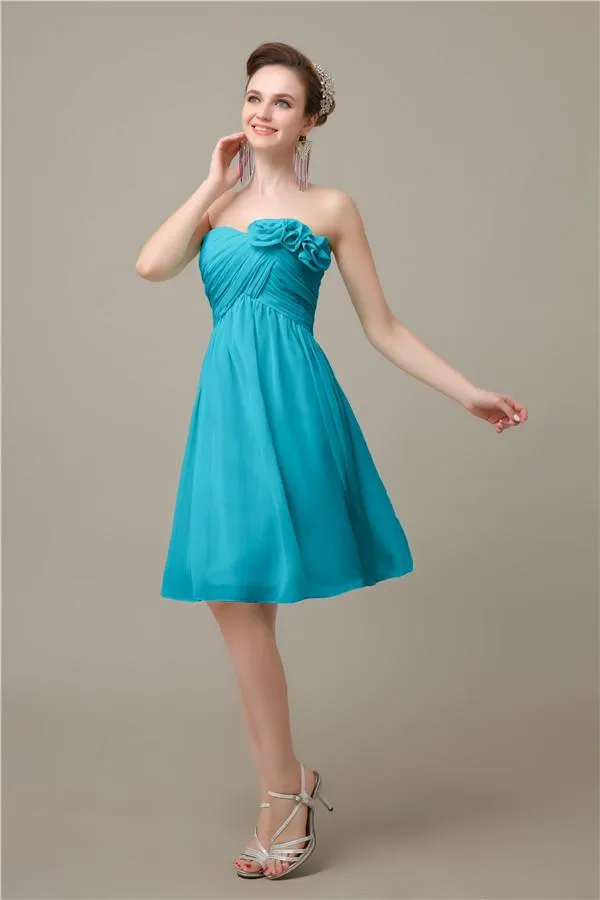 A-line Chiffon Sweetheart Knee-Length Short Bridesmaid Dresses