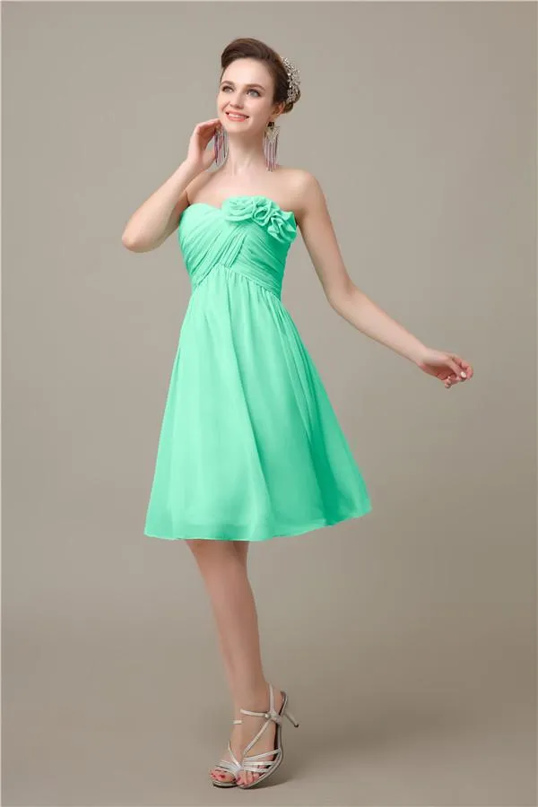 A-line Chiffon Sweetheart Knee-Length Short Bridesmaid Dresses