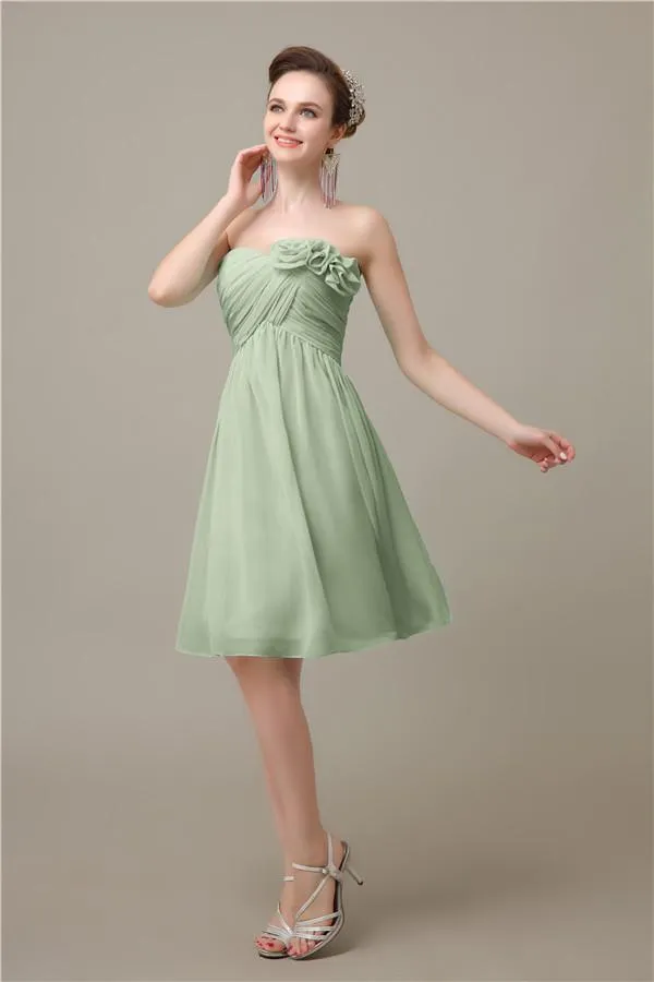 A-line Chiffon Sweetheart Knee-Length Short Bridesmaid Dresses