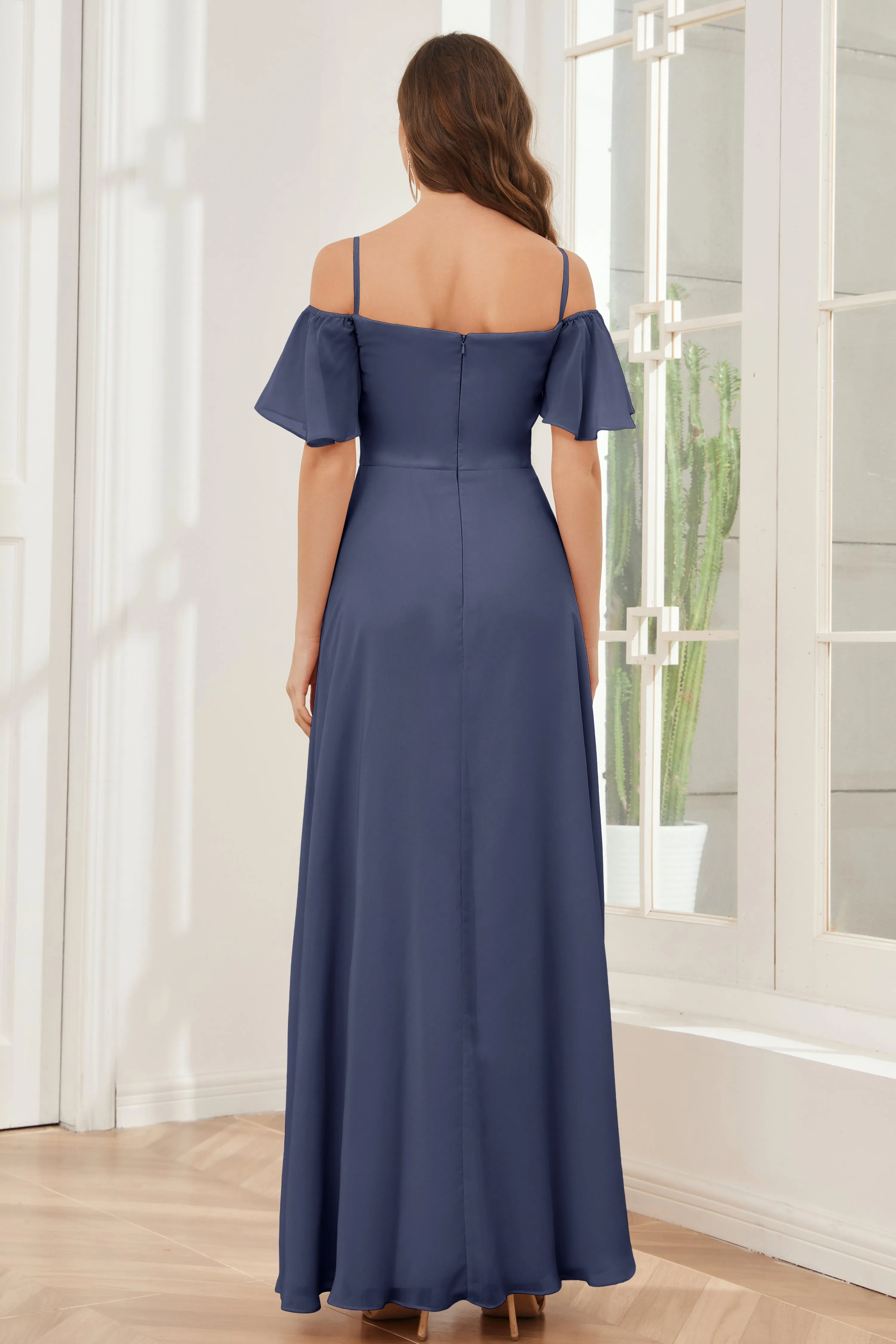 A-line Off the Shoulder Chiffon Bridesmaid Dresses