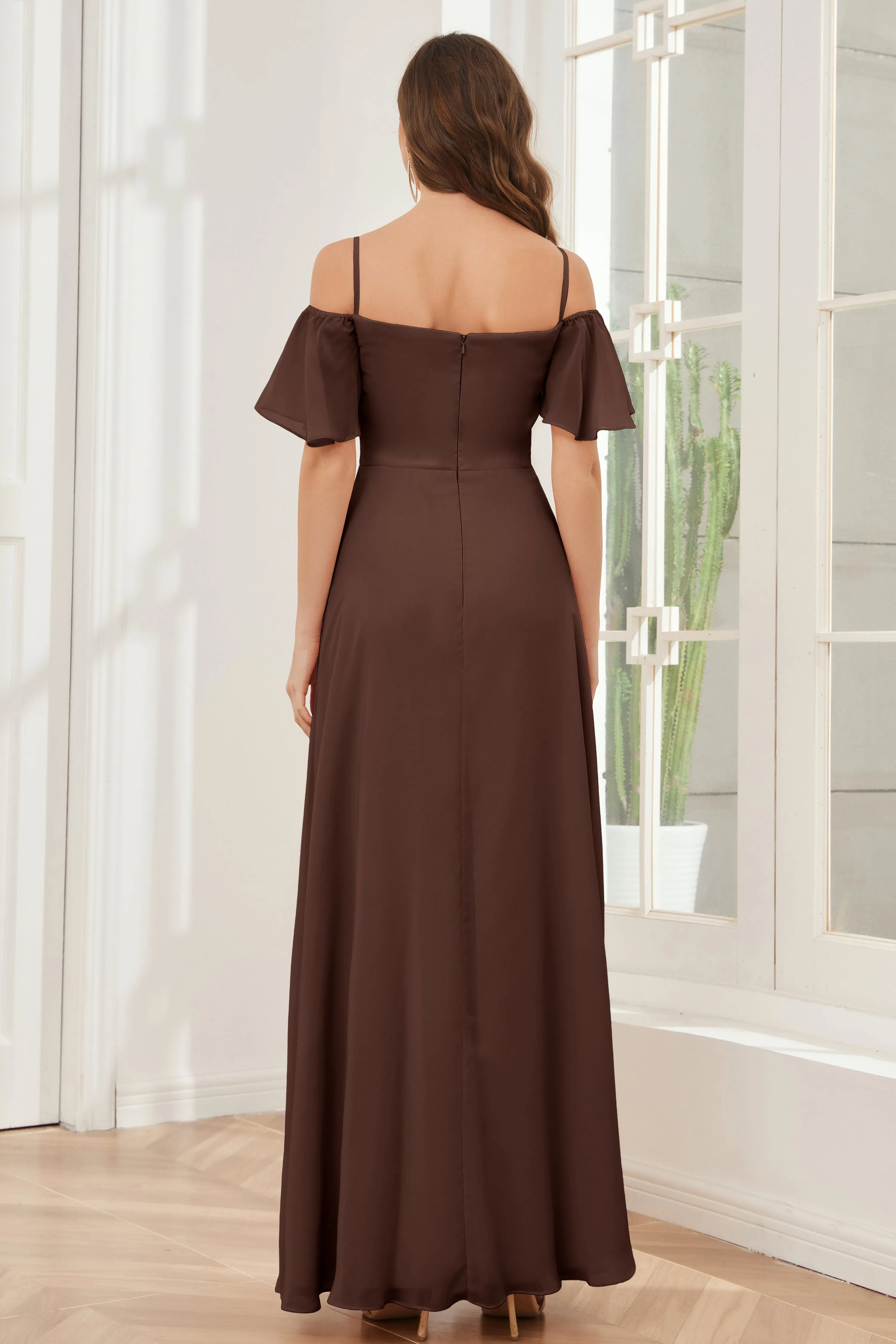 A-line Off the Shoulder Chiffon Bridesmaid Dresses