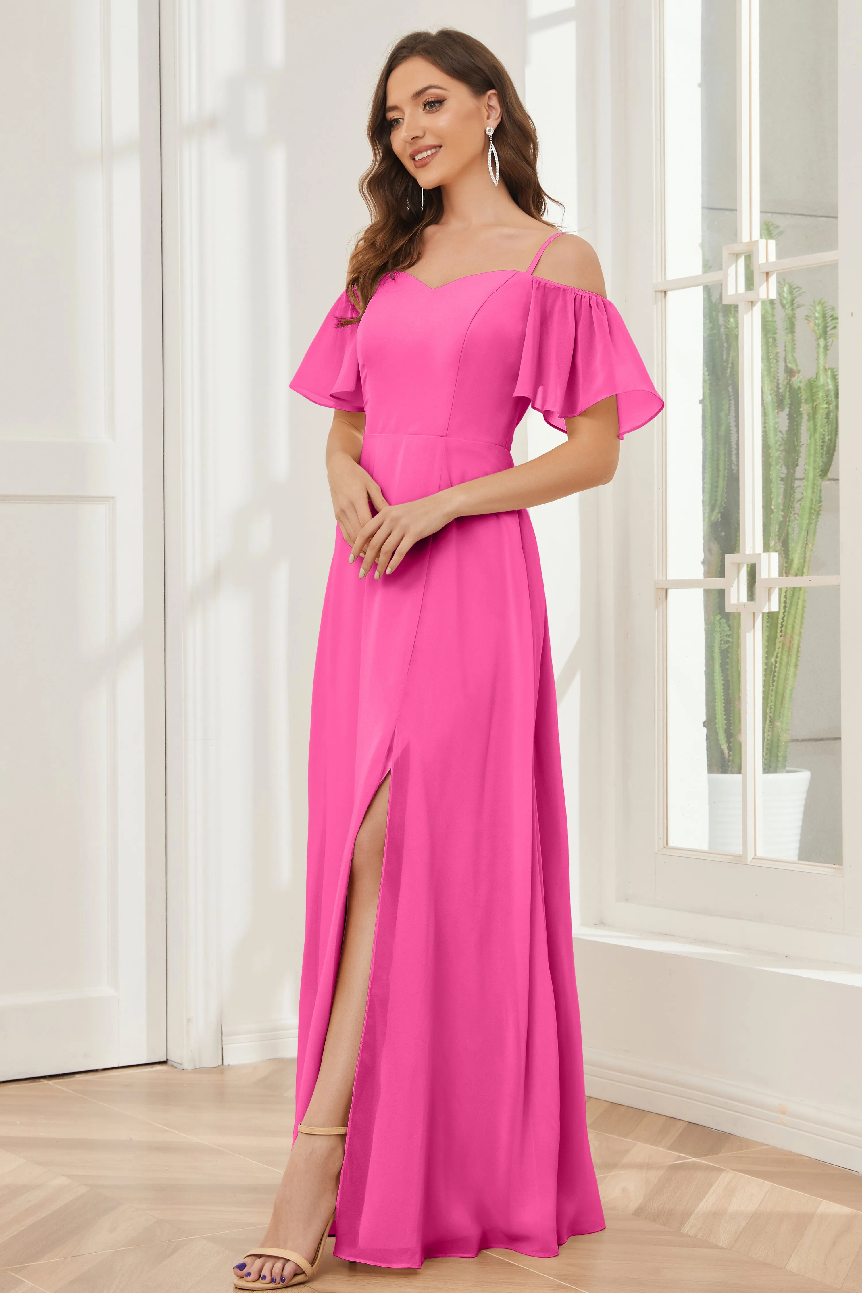 A-line Off the Shoulder Chiffon Bridesmaid Dresses