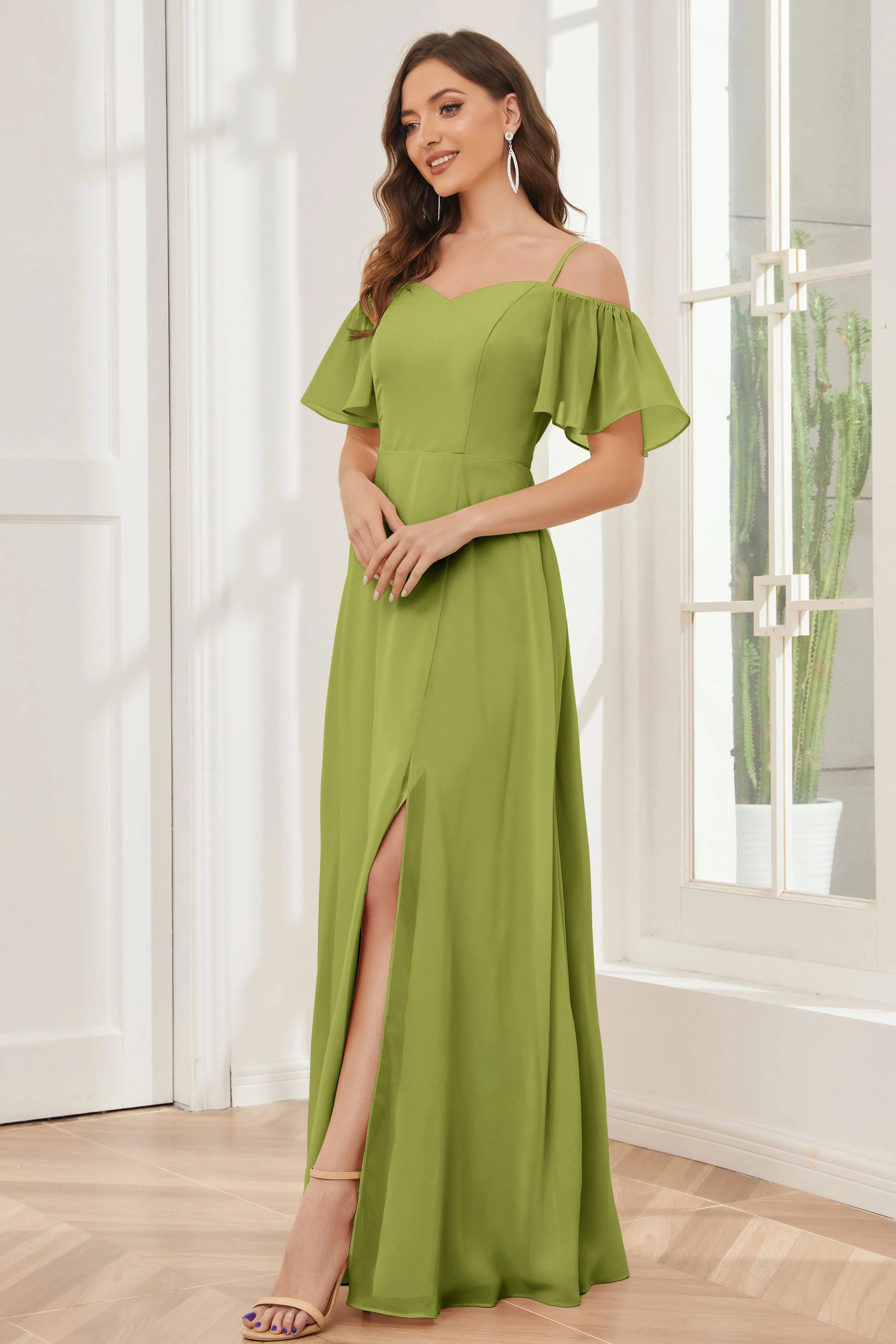 A-line Off the Shoulder Chiffon Bridesmaid Dresses