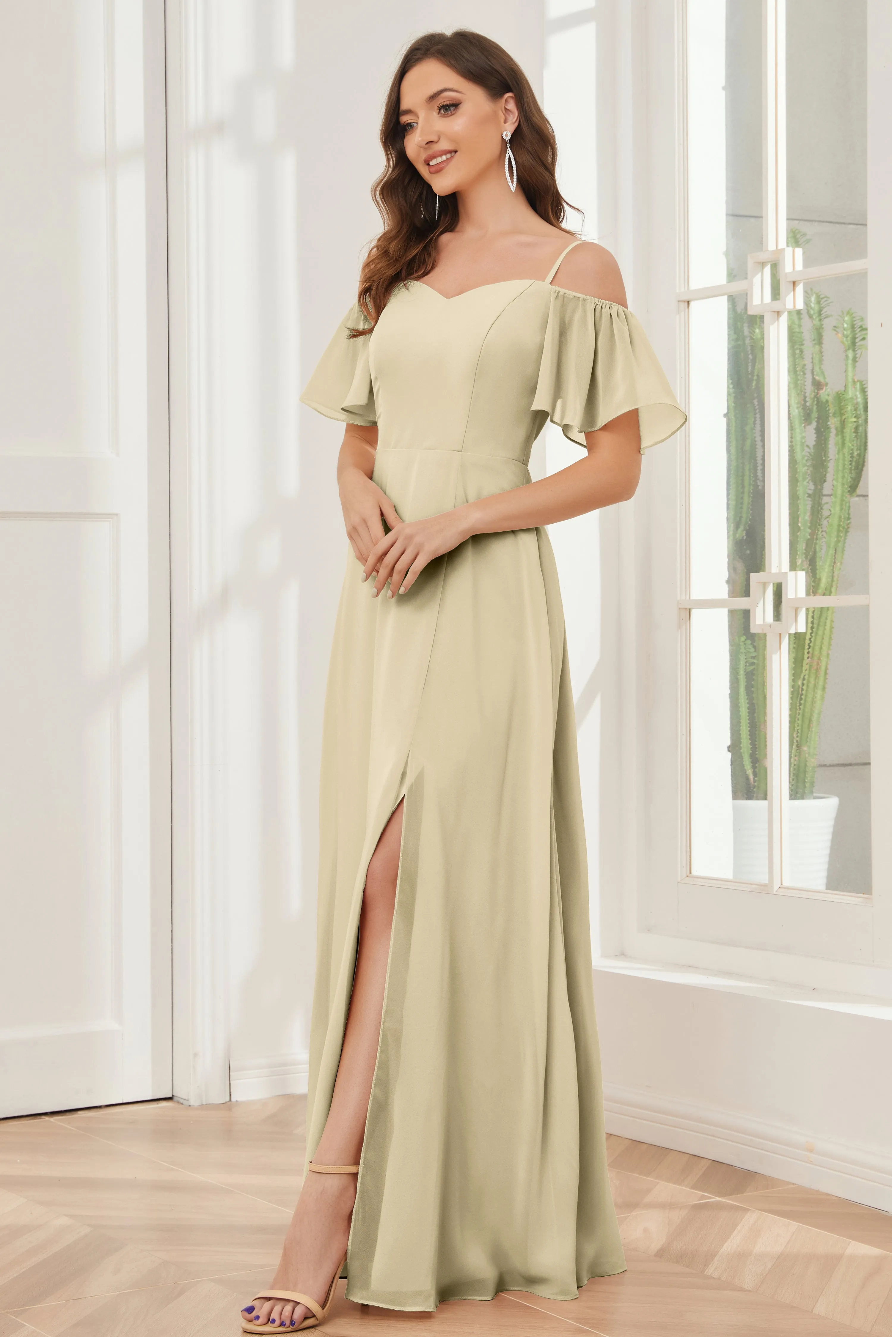 A-line Off the Shoulder Chiffon Bridesmaid Dresses