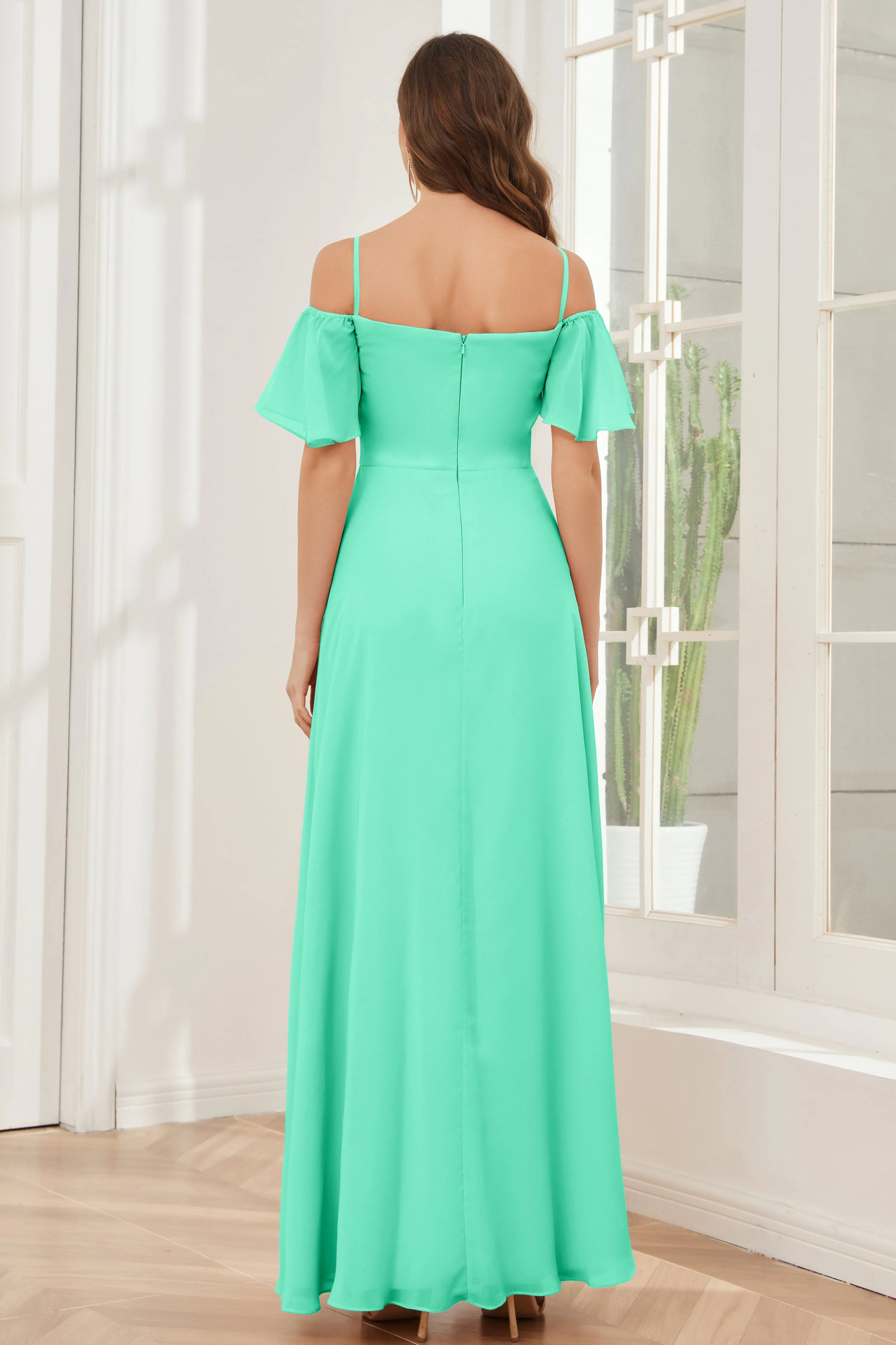 A-line Off the Shoulder Chiffon Bridesmaid Dresses