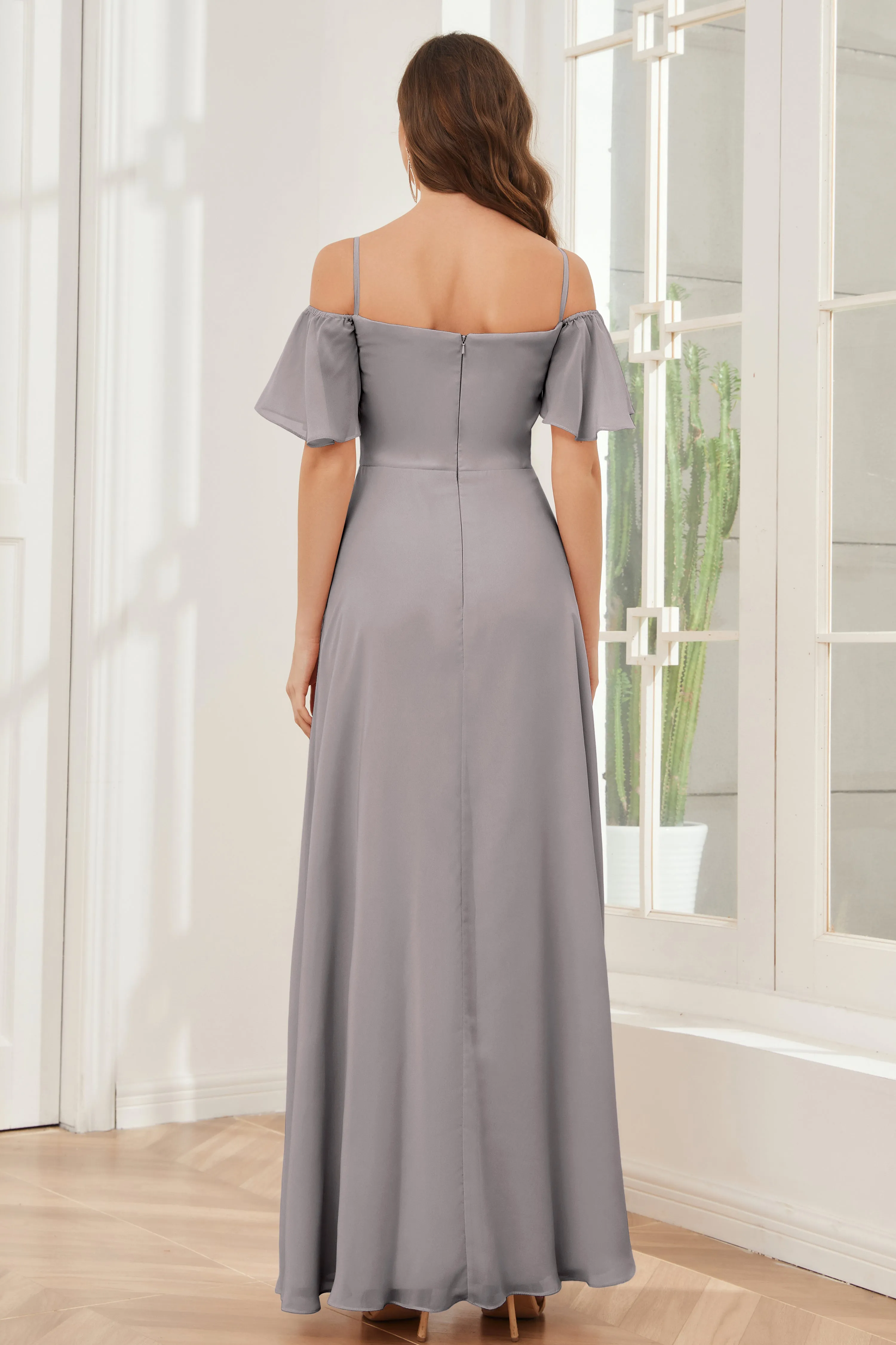 A-line Off the Shoulder Chiffon Bridesmaid Dresses