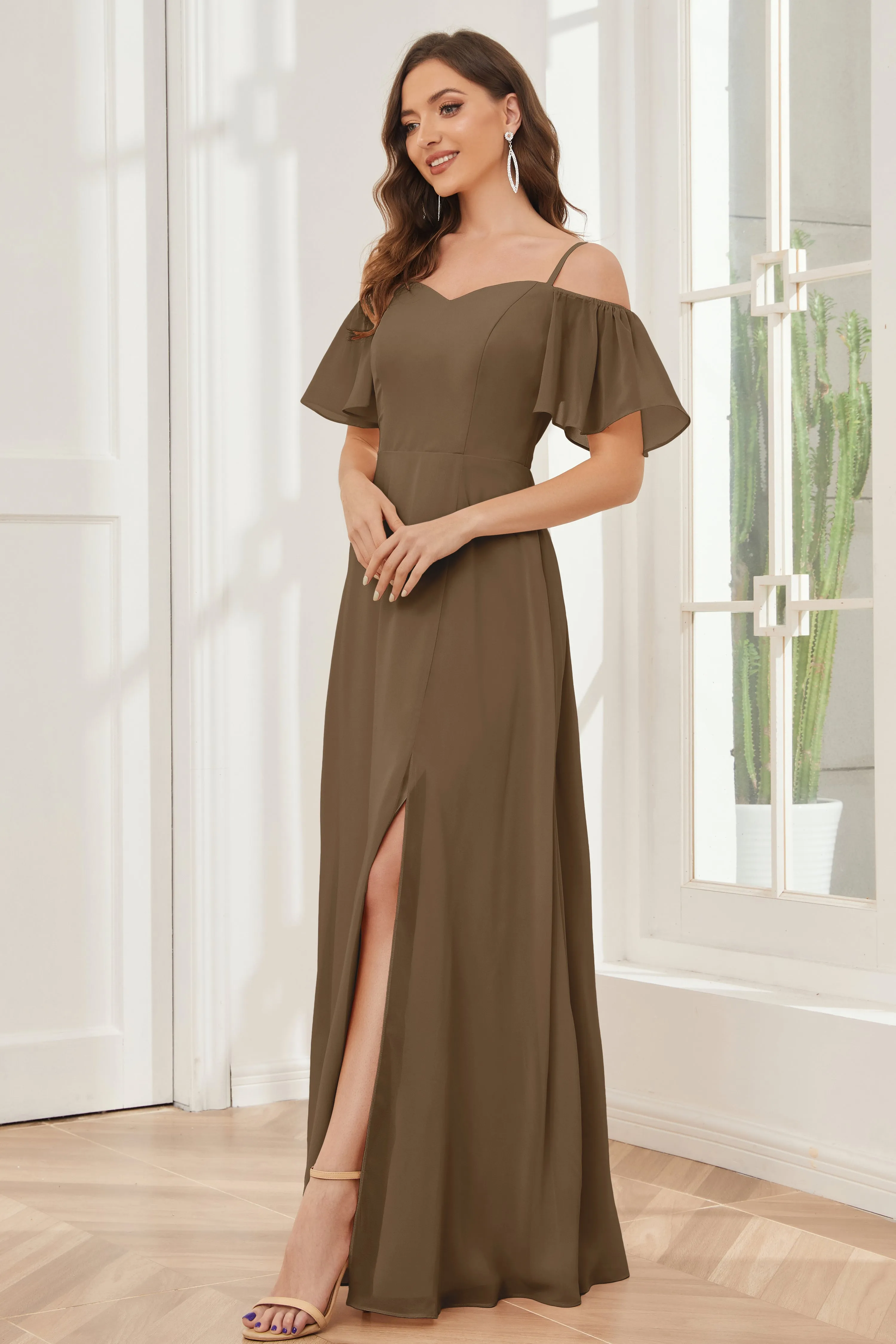 A-line Off the Shoulder Chiffon Bridesmaid Dresses