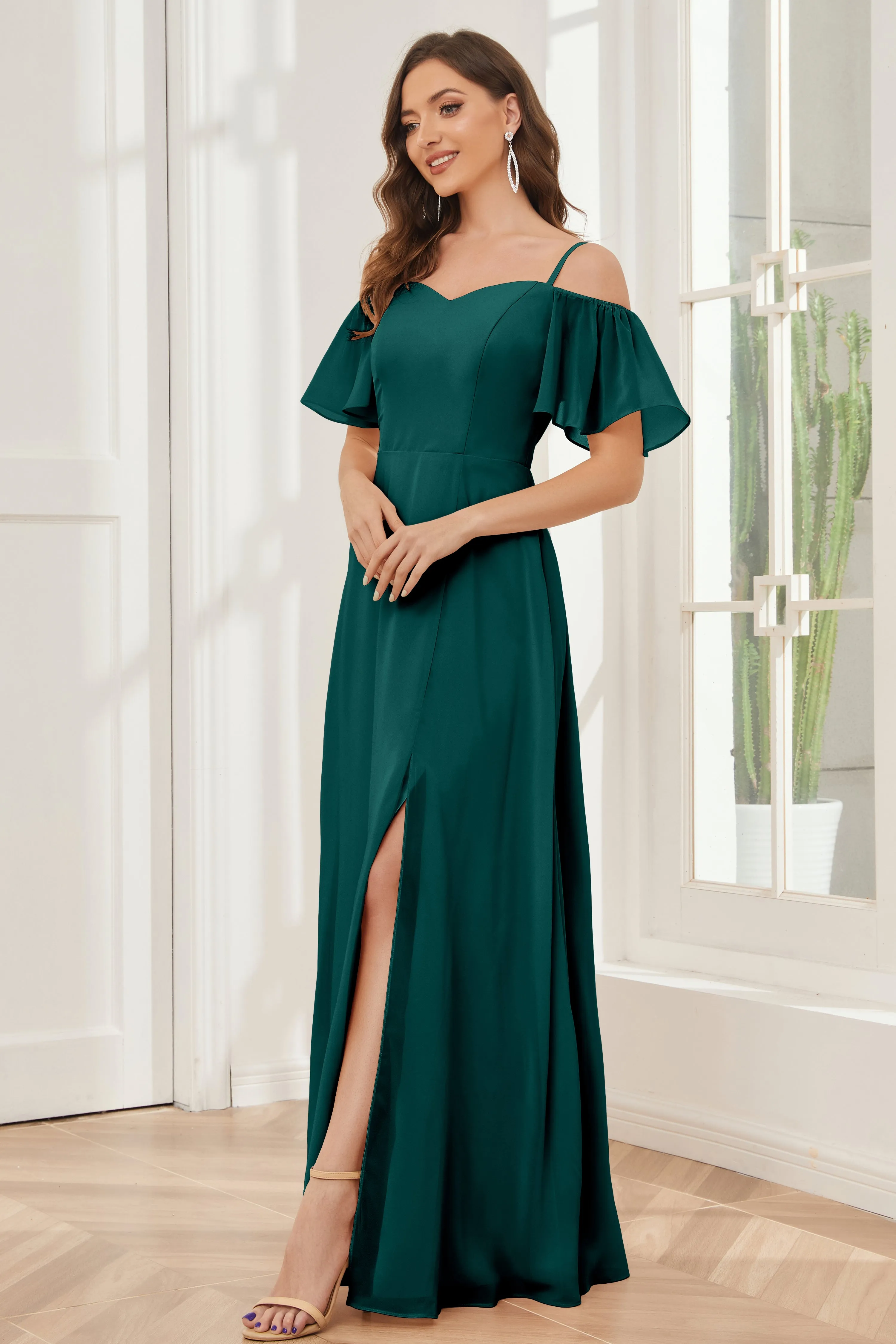 A-line Off the Shoulder Chiffon Bridesmaid Dresses