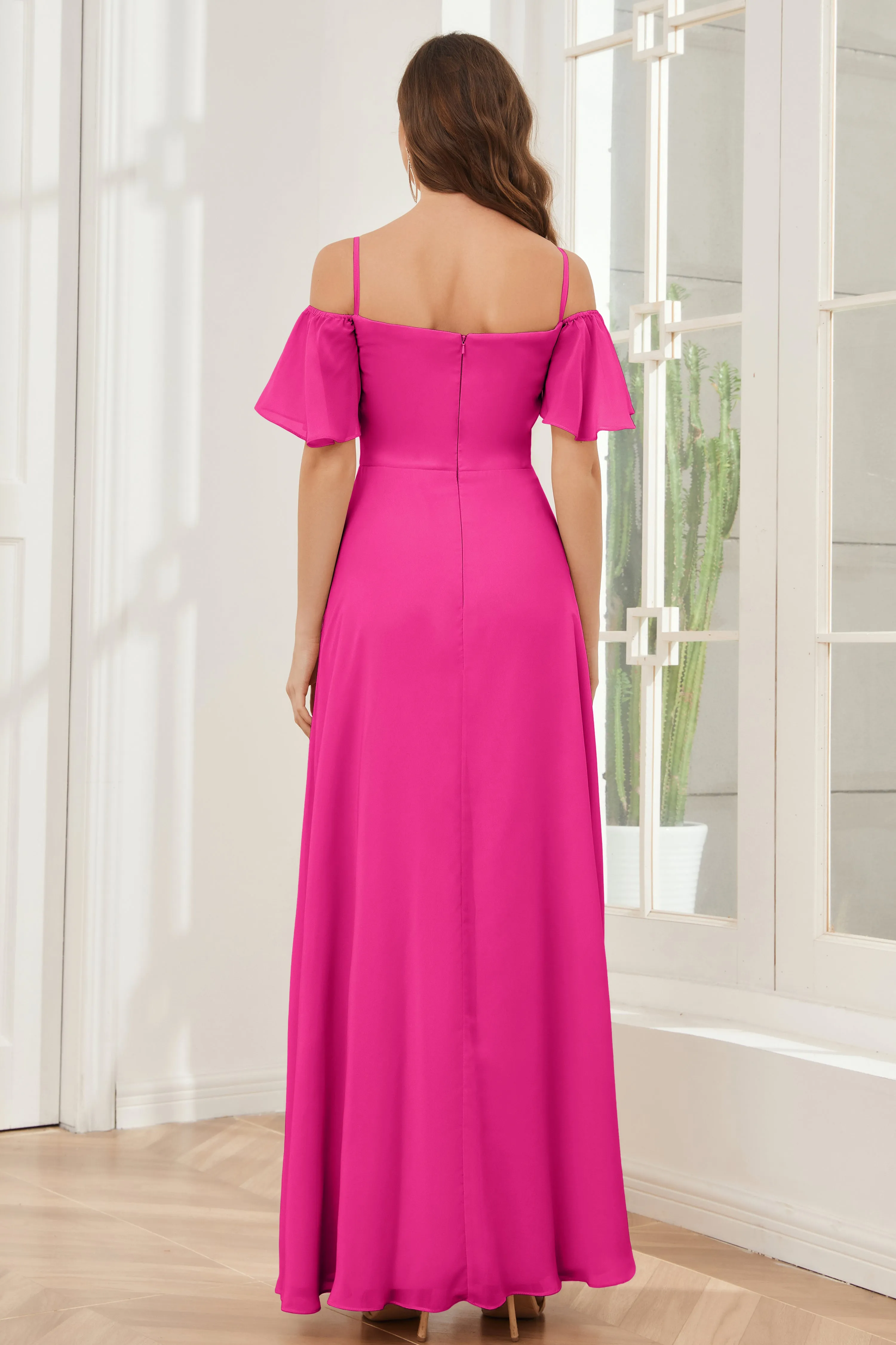 A-line Off the Shoulder Chiffon Bridesmaid Dresses