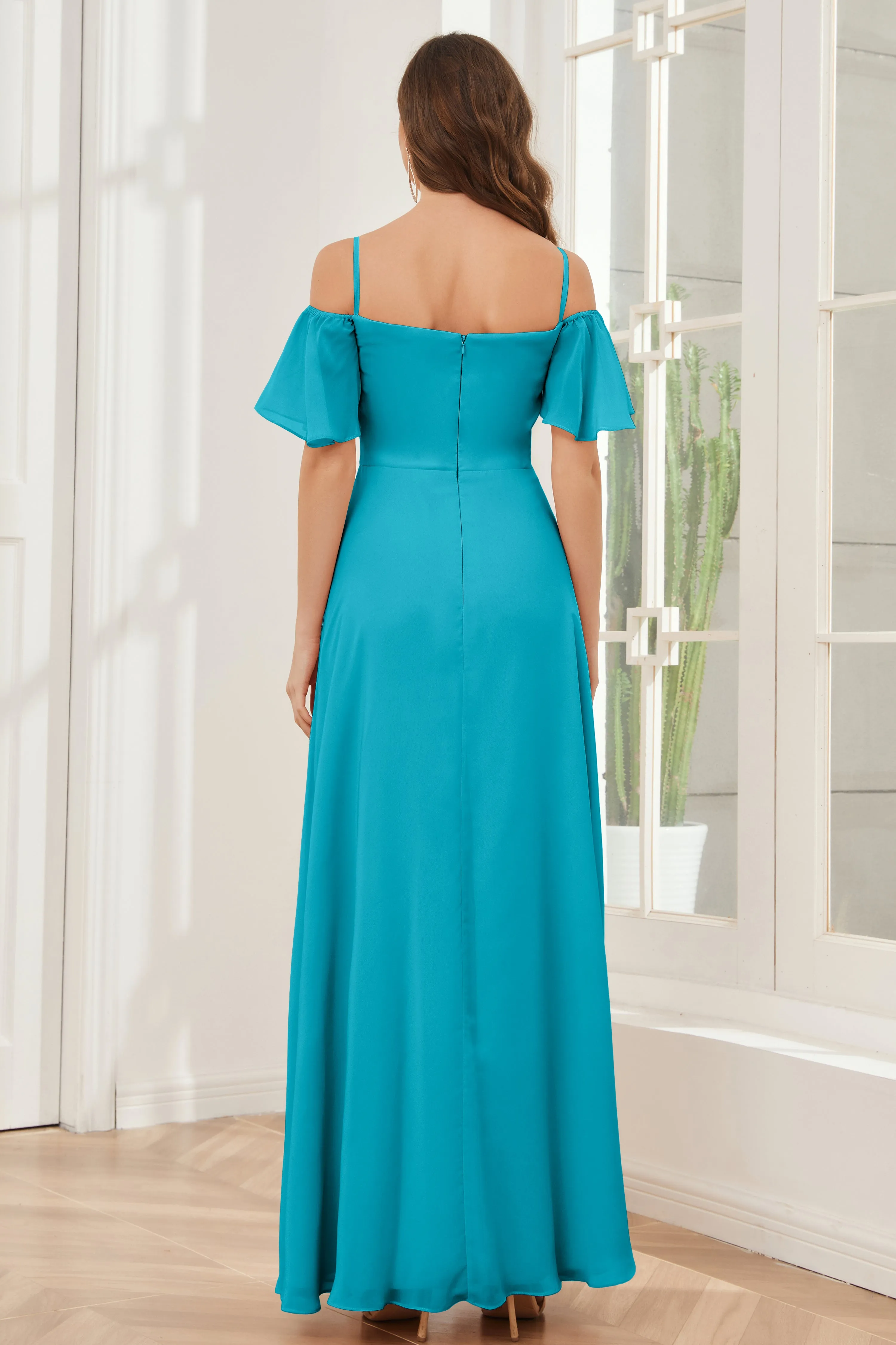 A-line Off the Shoulder Chiffon Bridesmaid Dresses