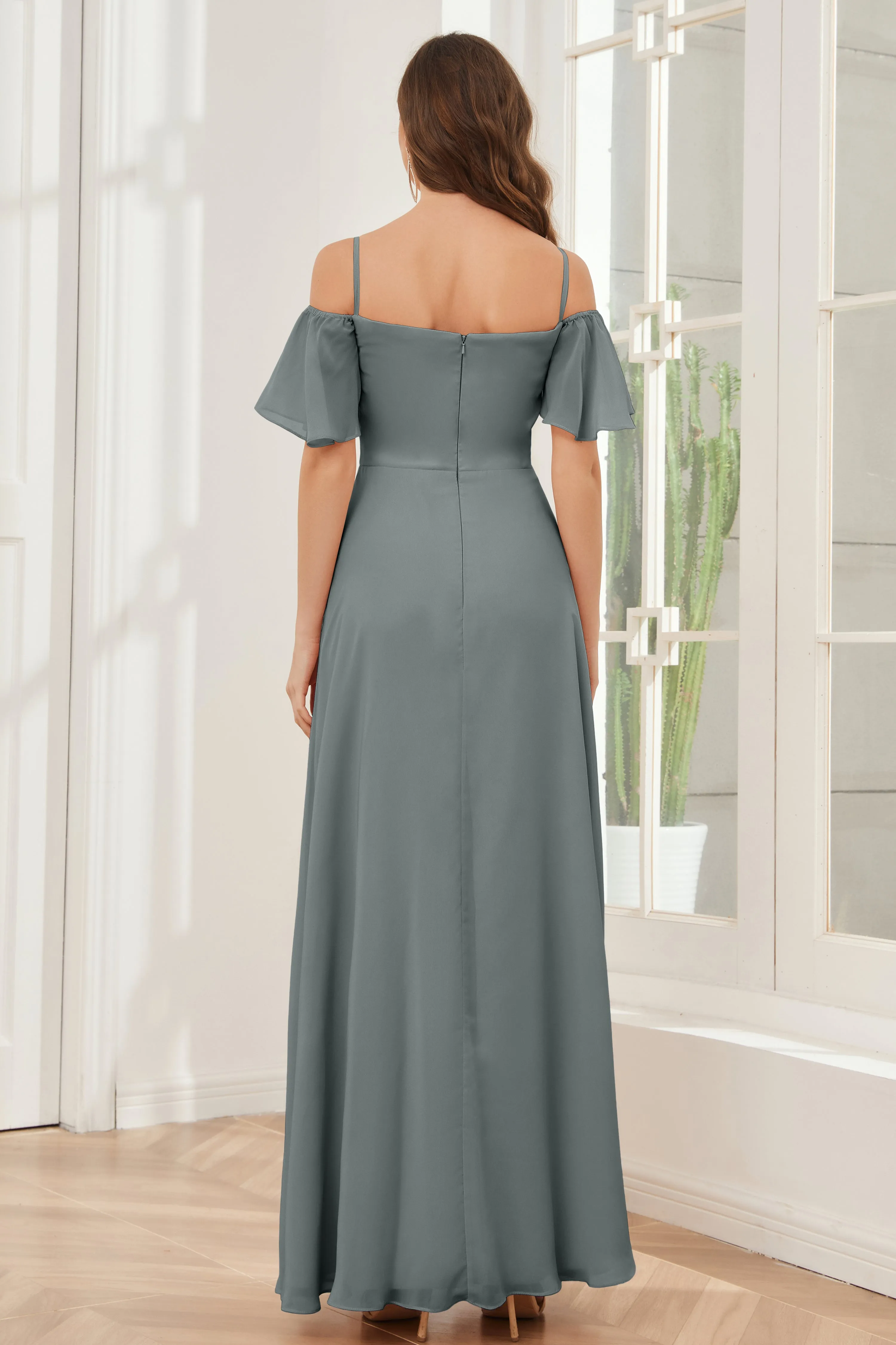 A-line Off the Shoulder Chiffon Bridesmaid Dresses