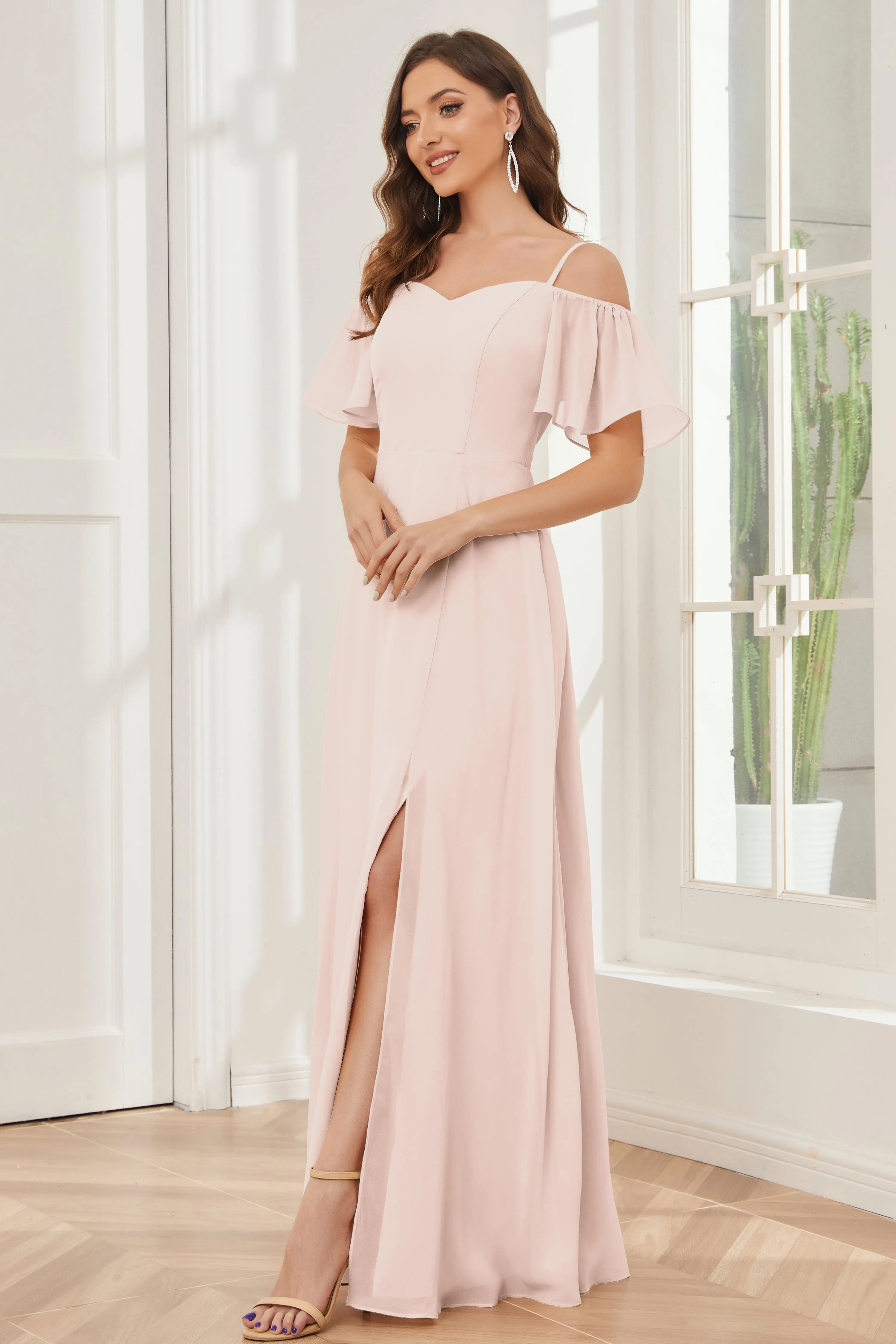 A-line Off the Shoulder Chiffon Bridesmaid Dresses