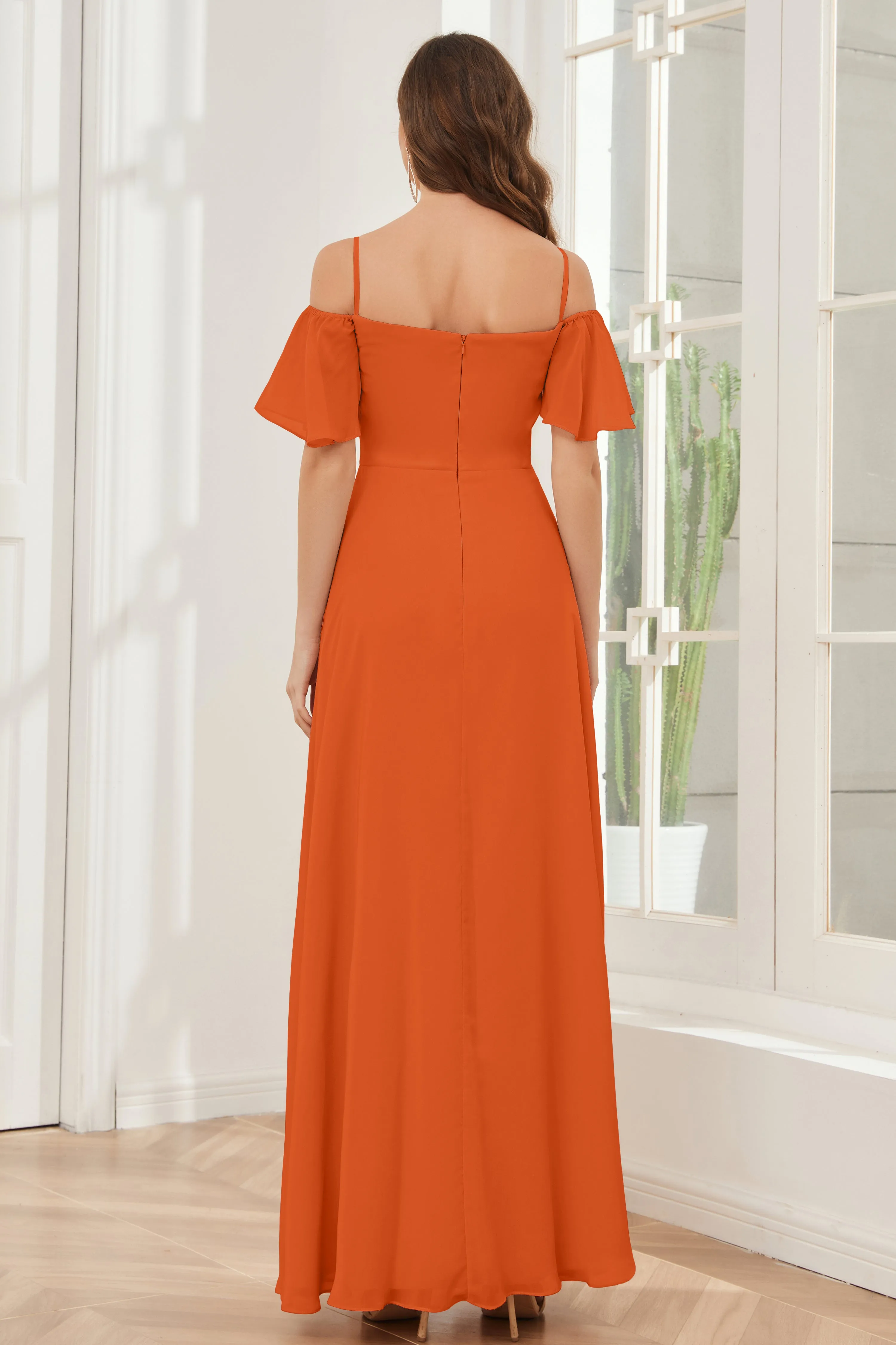 A-line Off the Shoulder Chiffon Bridesmaid Dresses