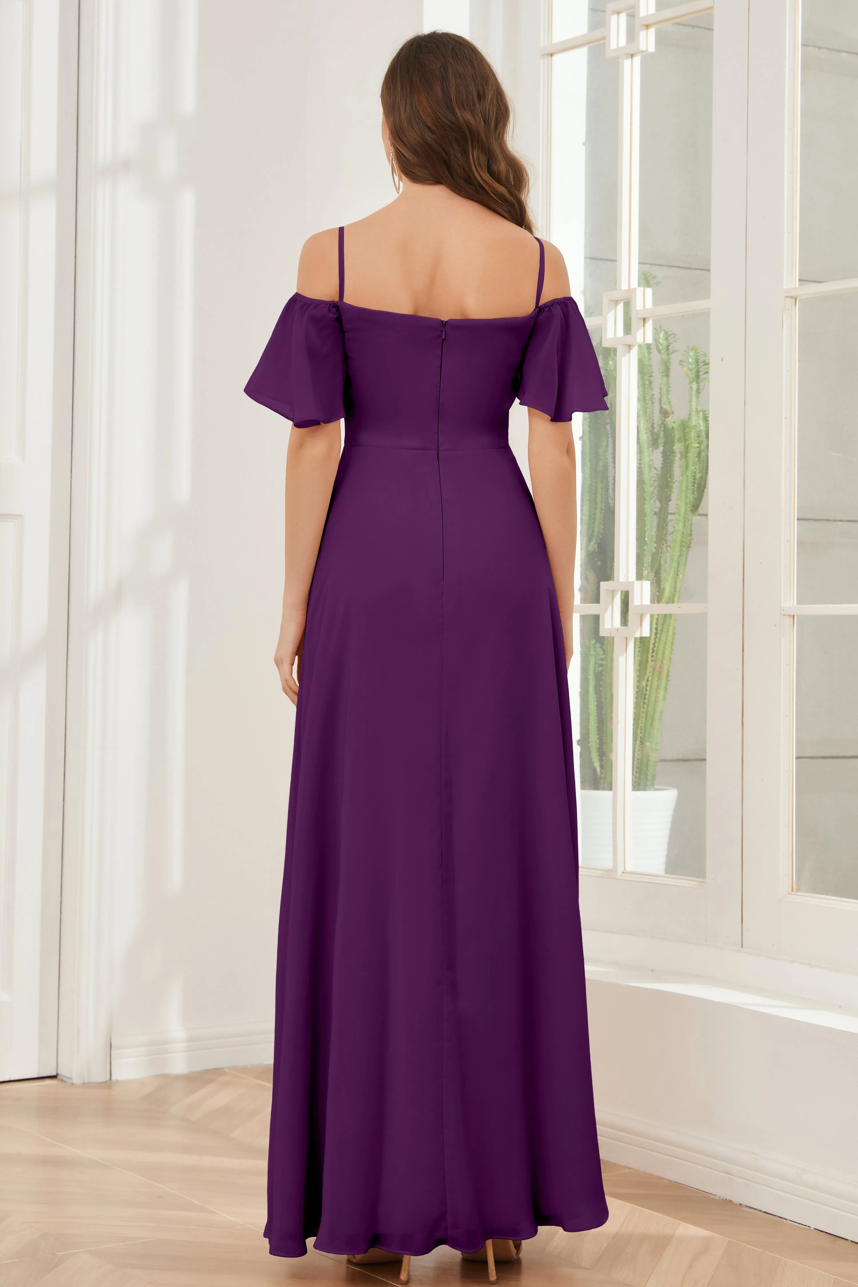 A-line Off the Shoulder Chiffon Bridesmaid Dresses