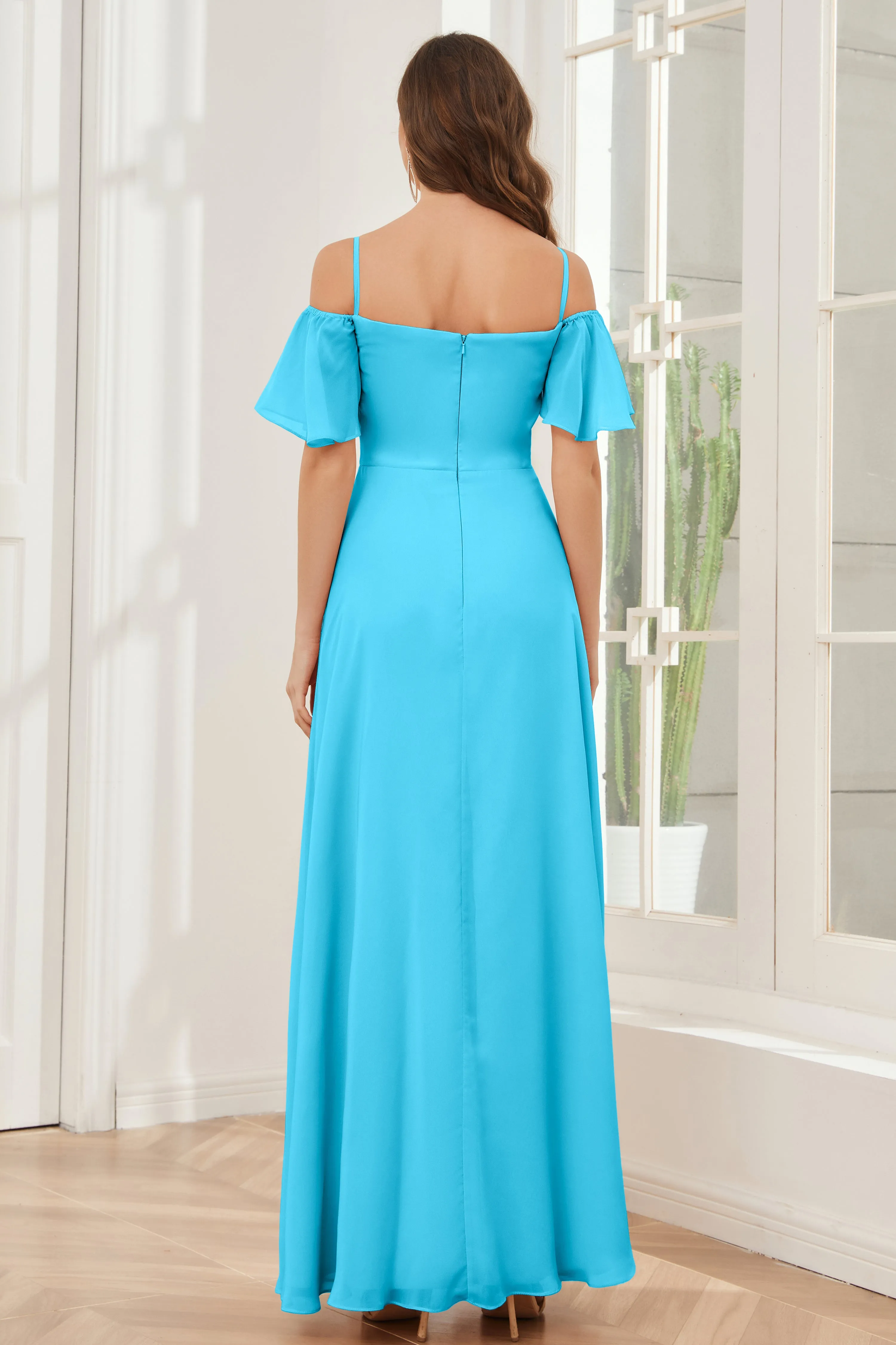 A-line Off the Shoulder Chiffon Bridesmaid Dresses