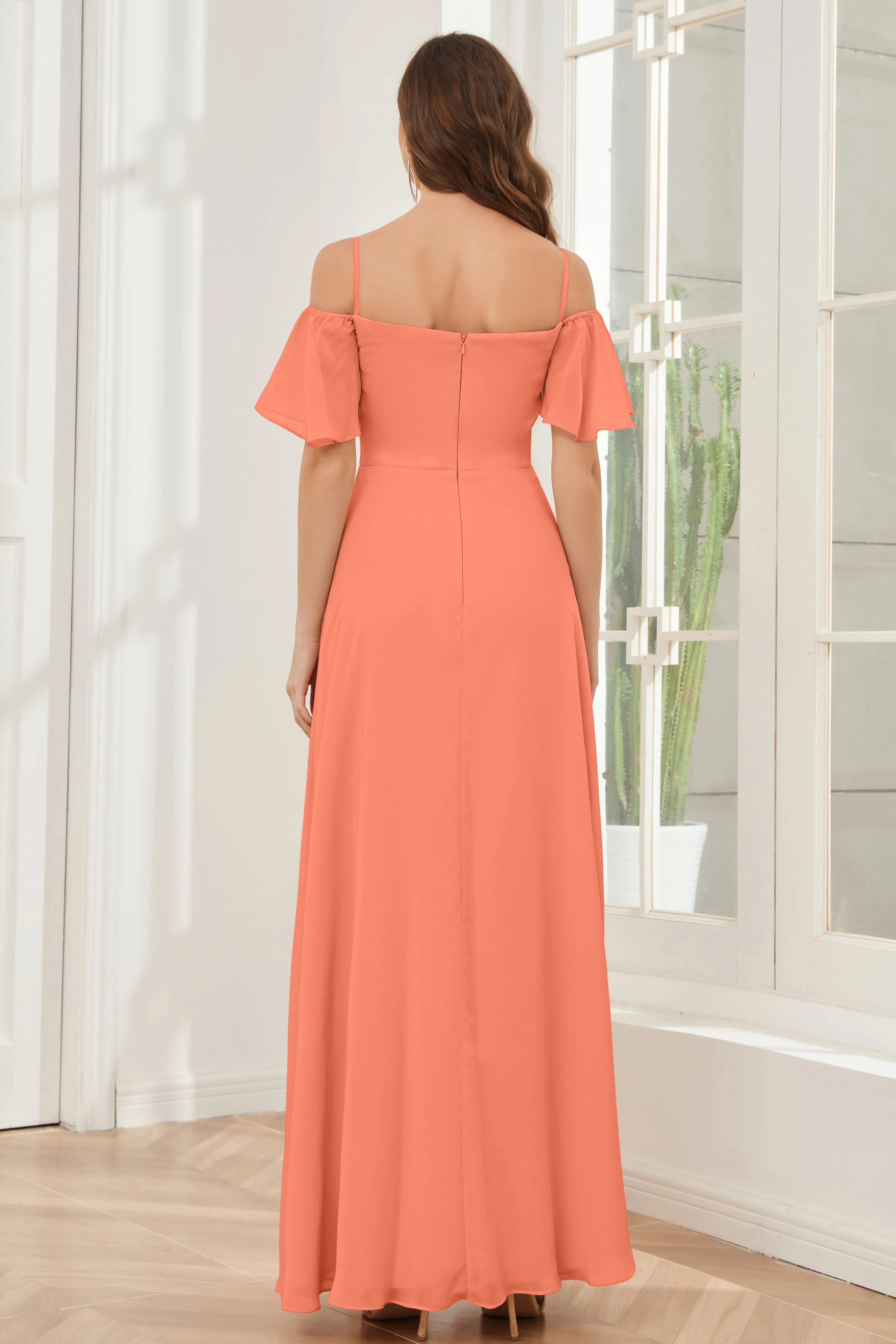 A-line Off the Shoulder Chiffon Bridesmaid Dresses