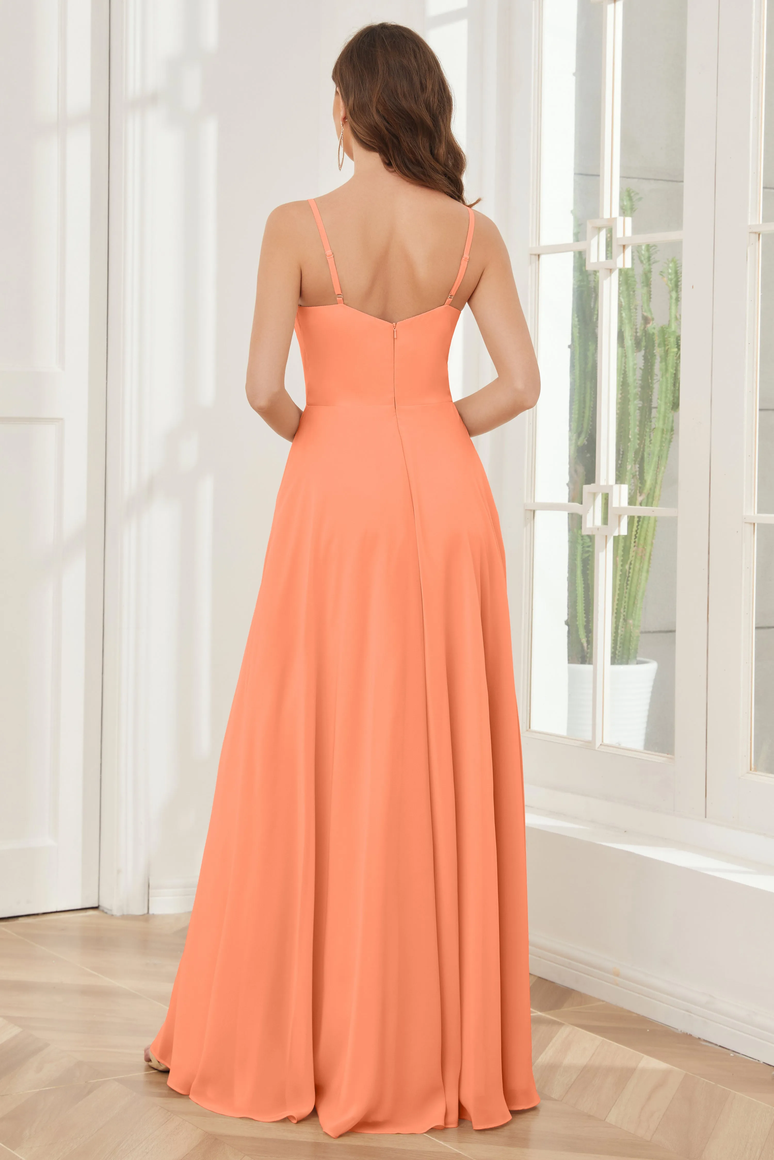 A-line Spaghetti Straps Chiffon Bridesmaid Dresses