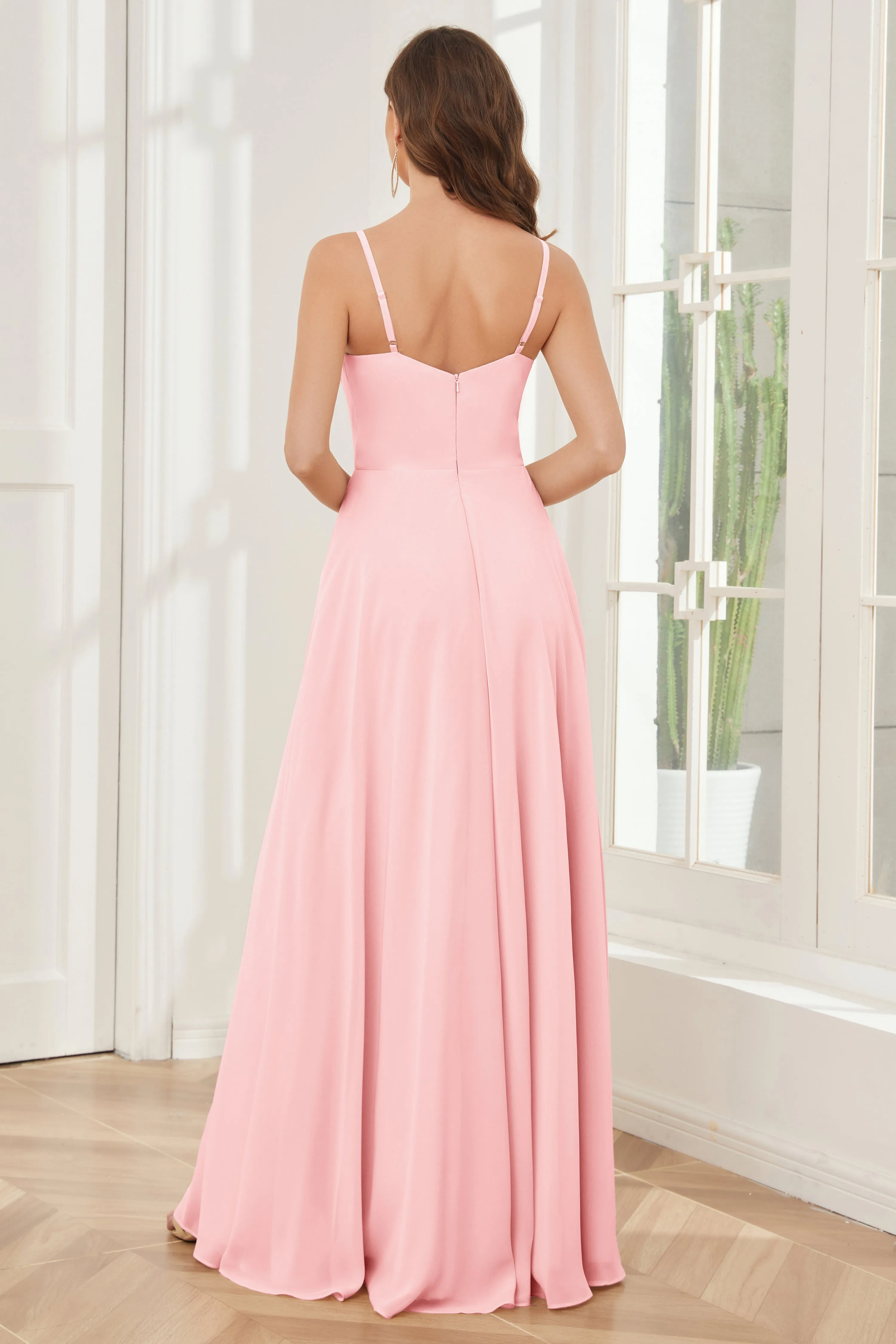 A-line Spaghetti Straps Chiffon Bridesmaid Dresses