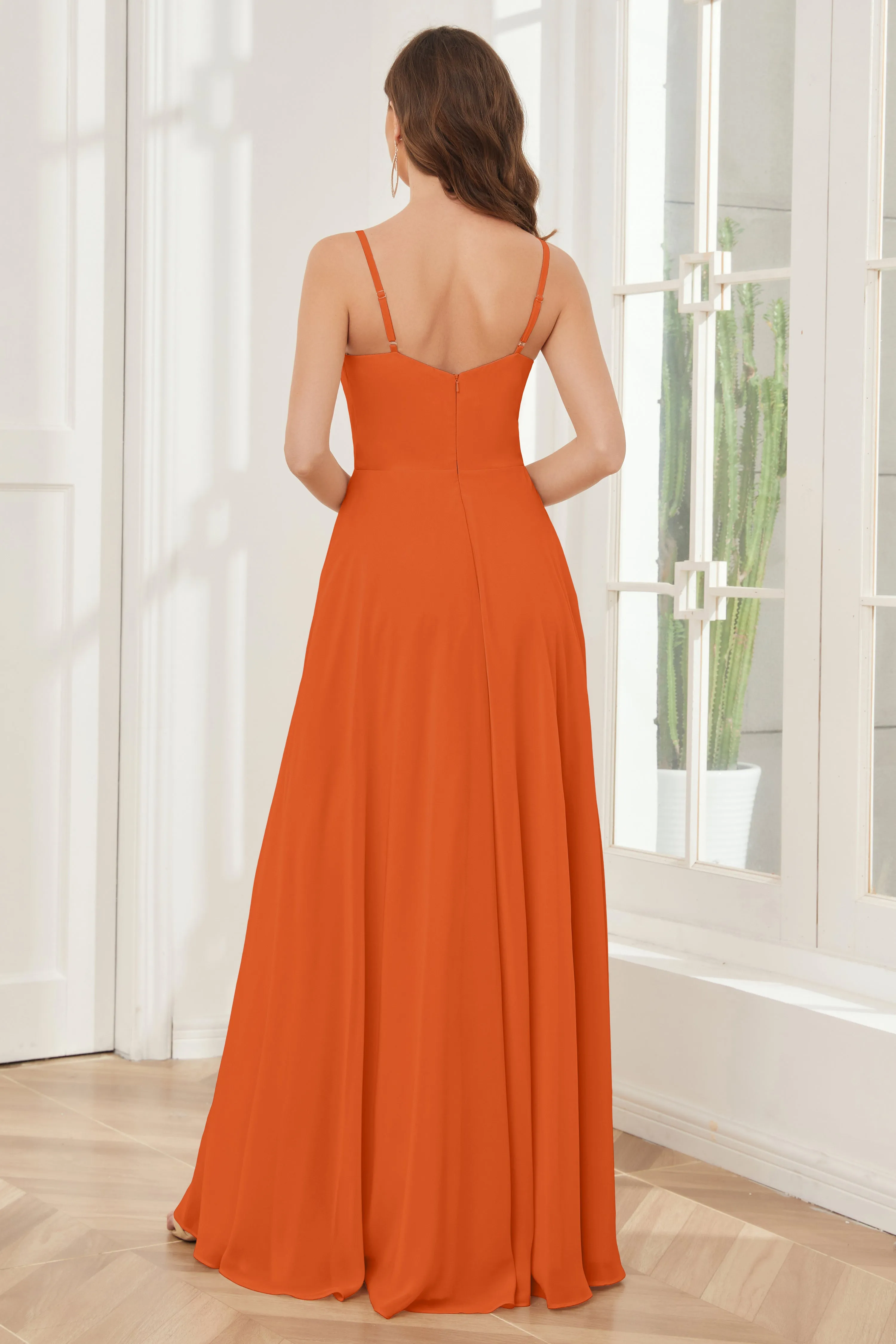 A-line Spaghetti Straps Chiffon Bridesmaid Dresses