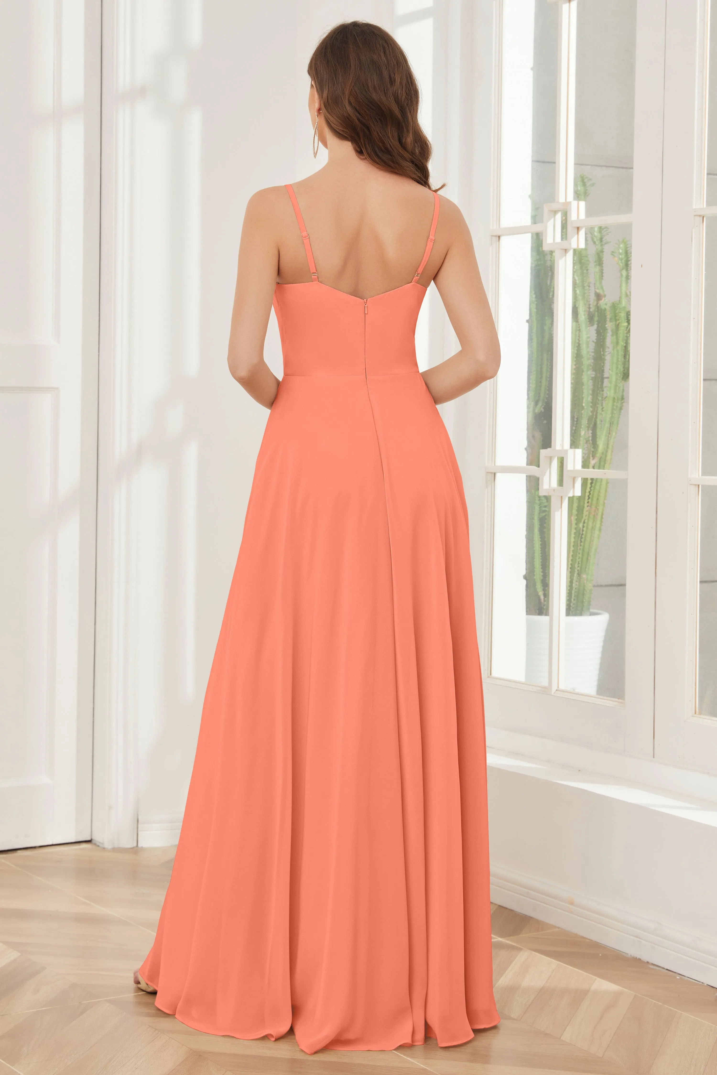 A-line Spaghetti Straps Chiffon Bridesmaid Dresses