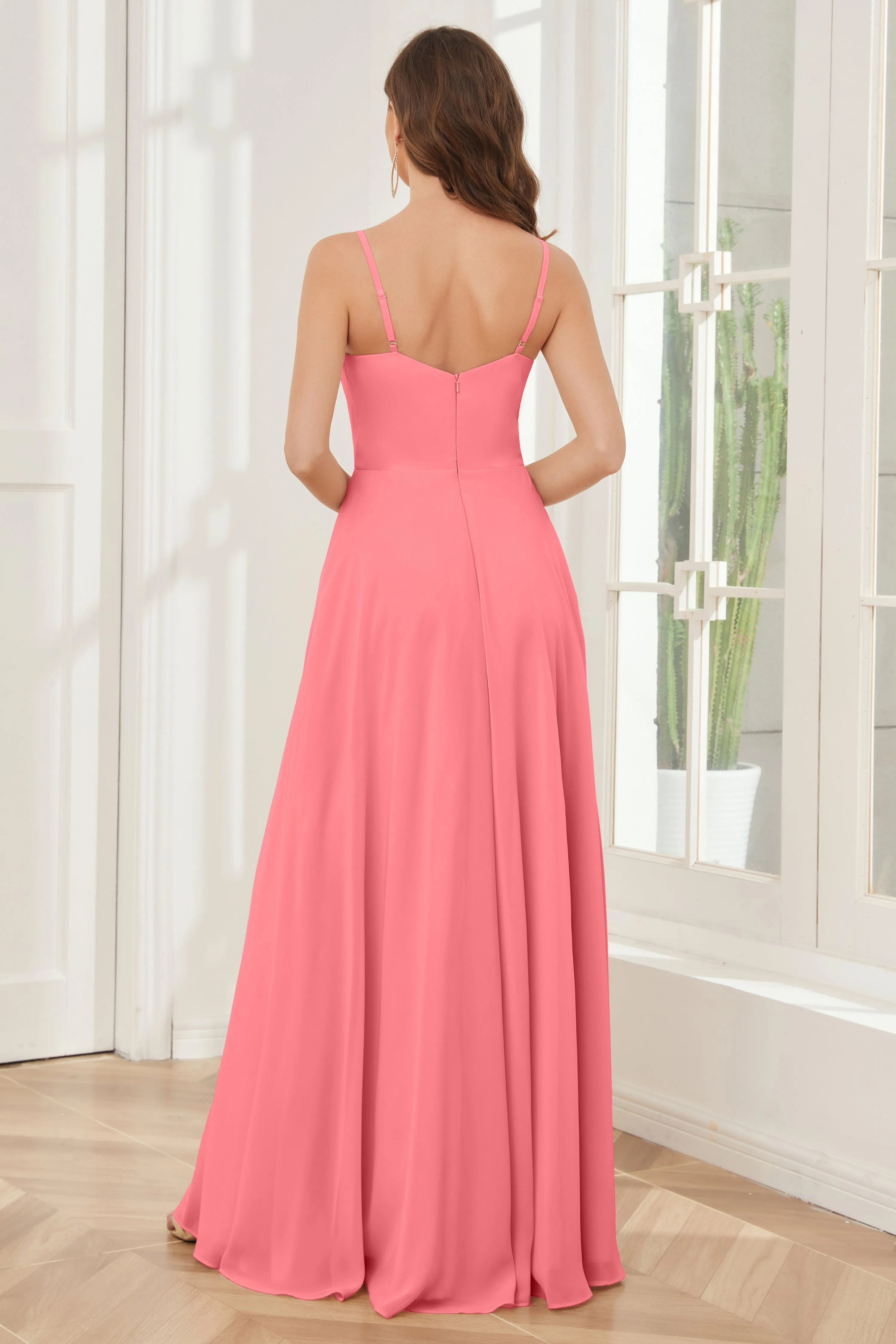 A-line Spaghetti Straps Chiffon Bridesmaid Dresses