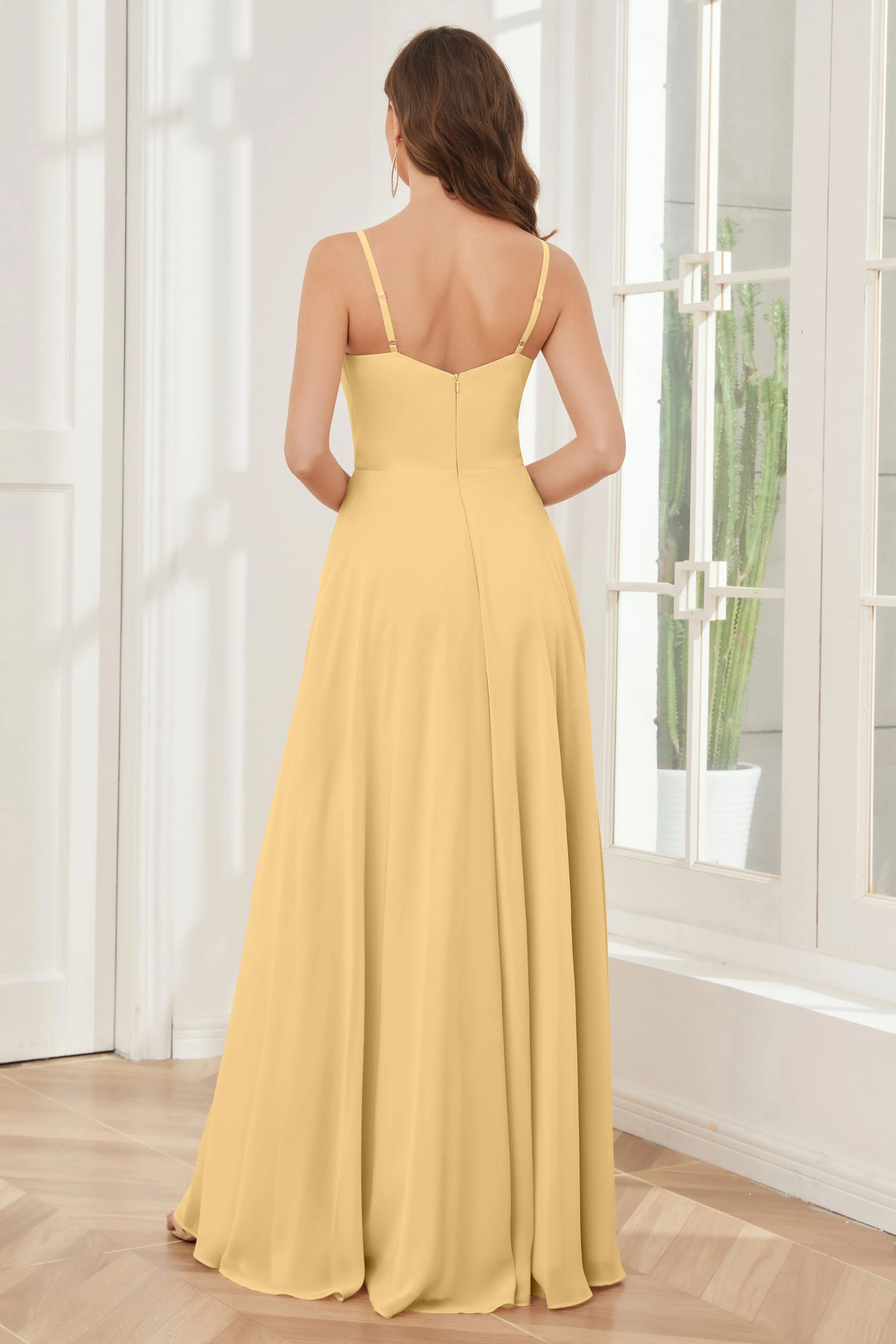 A-line Spaghetti Straps Chiffon Bridesmaid Dresses