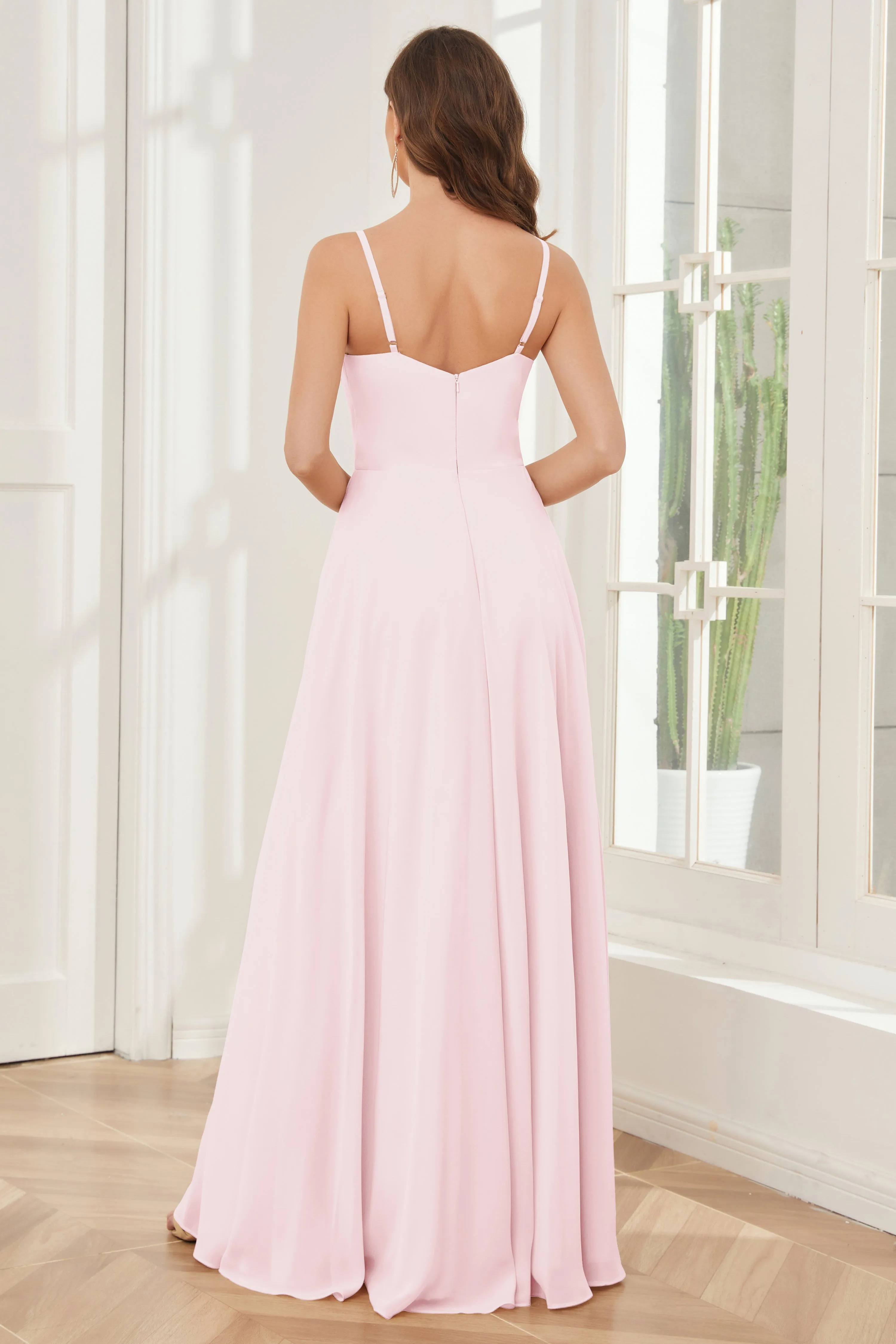 A-line Spaghetti Straps Chiffon Bridesmaid Dresses