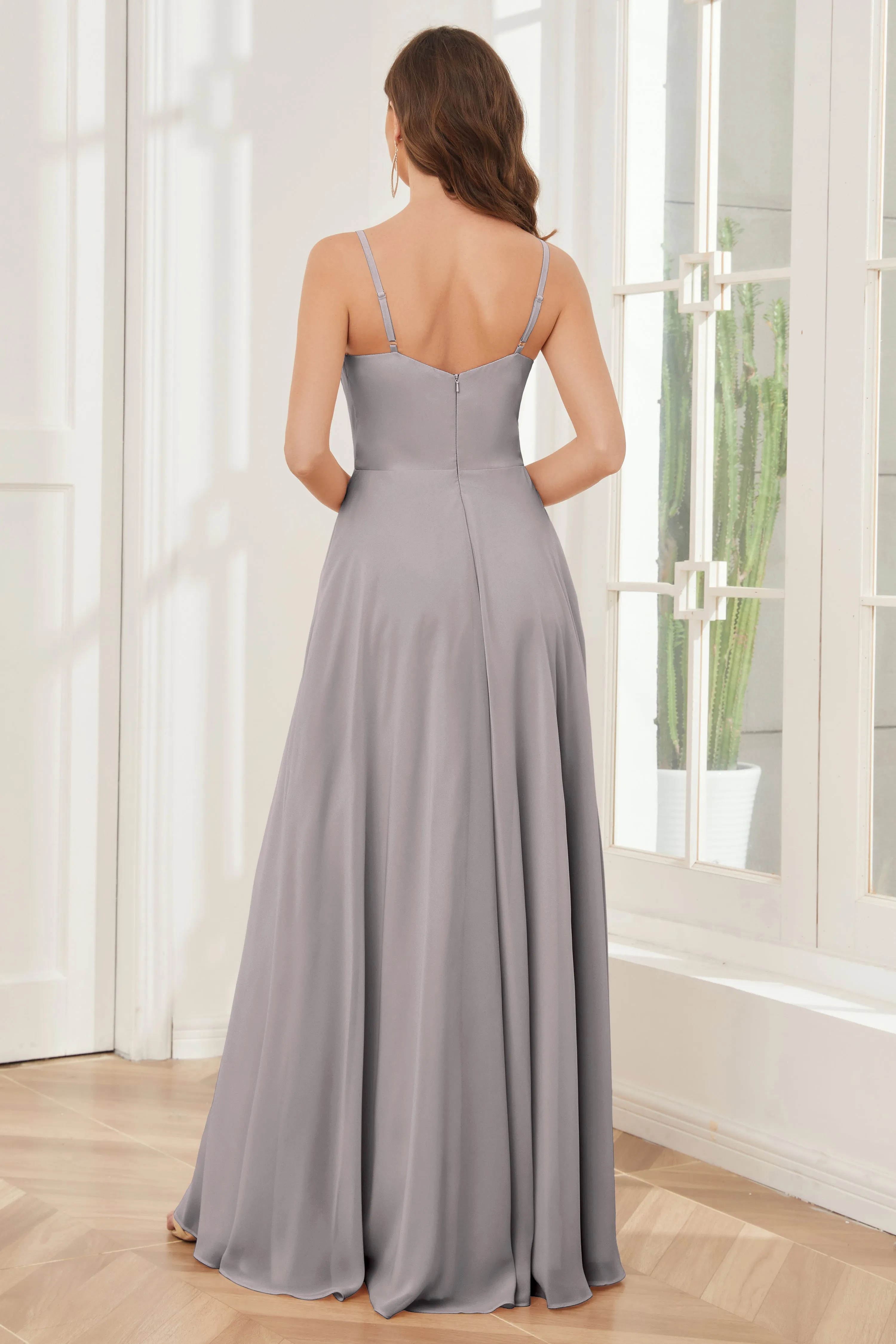 A-line Spaghetti Straps Chiffon Bridesmaid Dresses