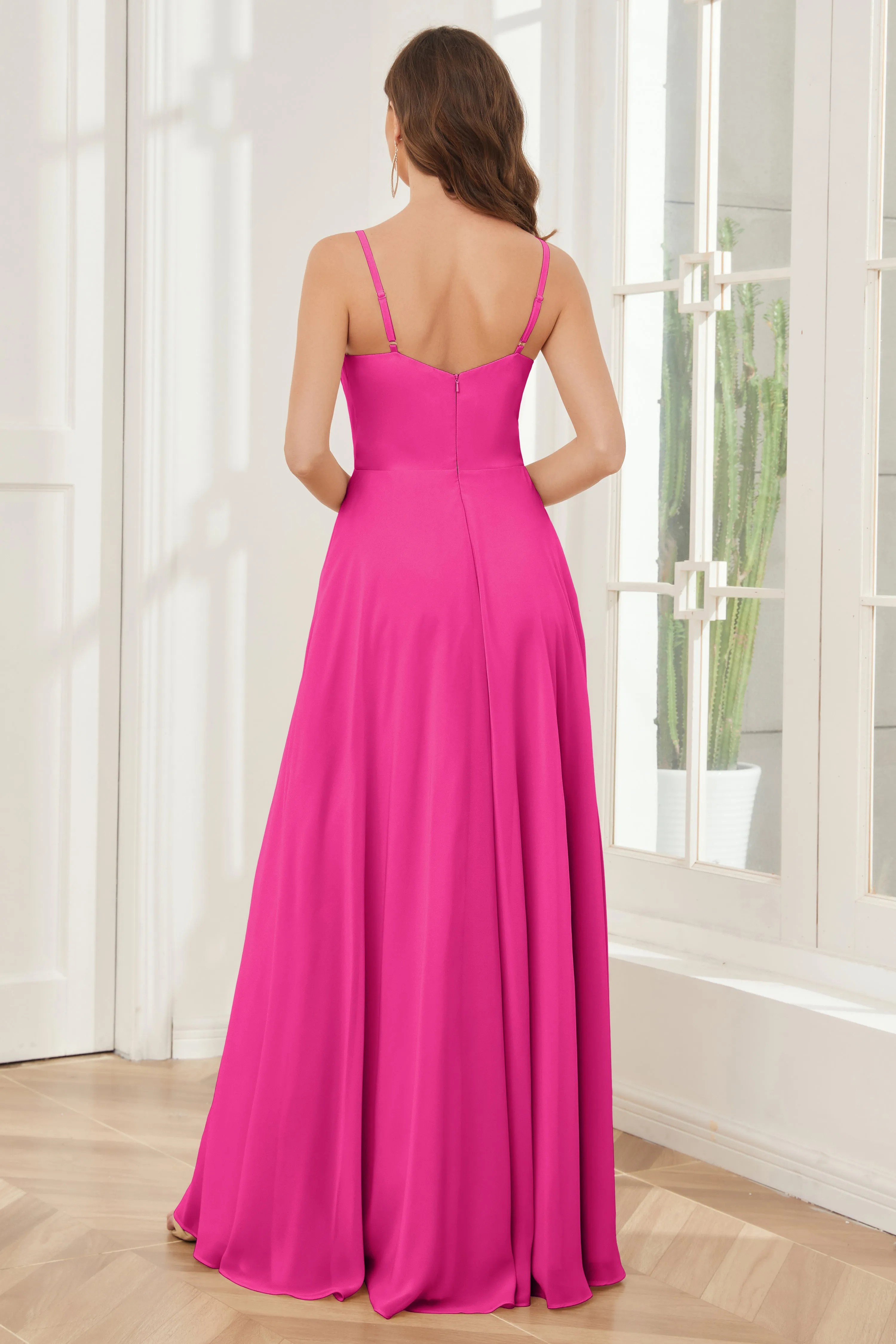 A-line Spaghetti Straps Chiffon Bridesmaid Dresses