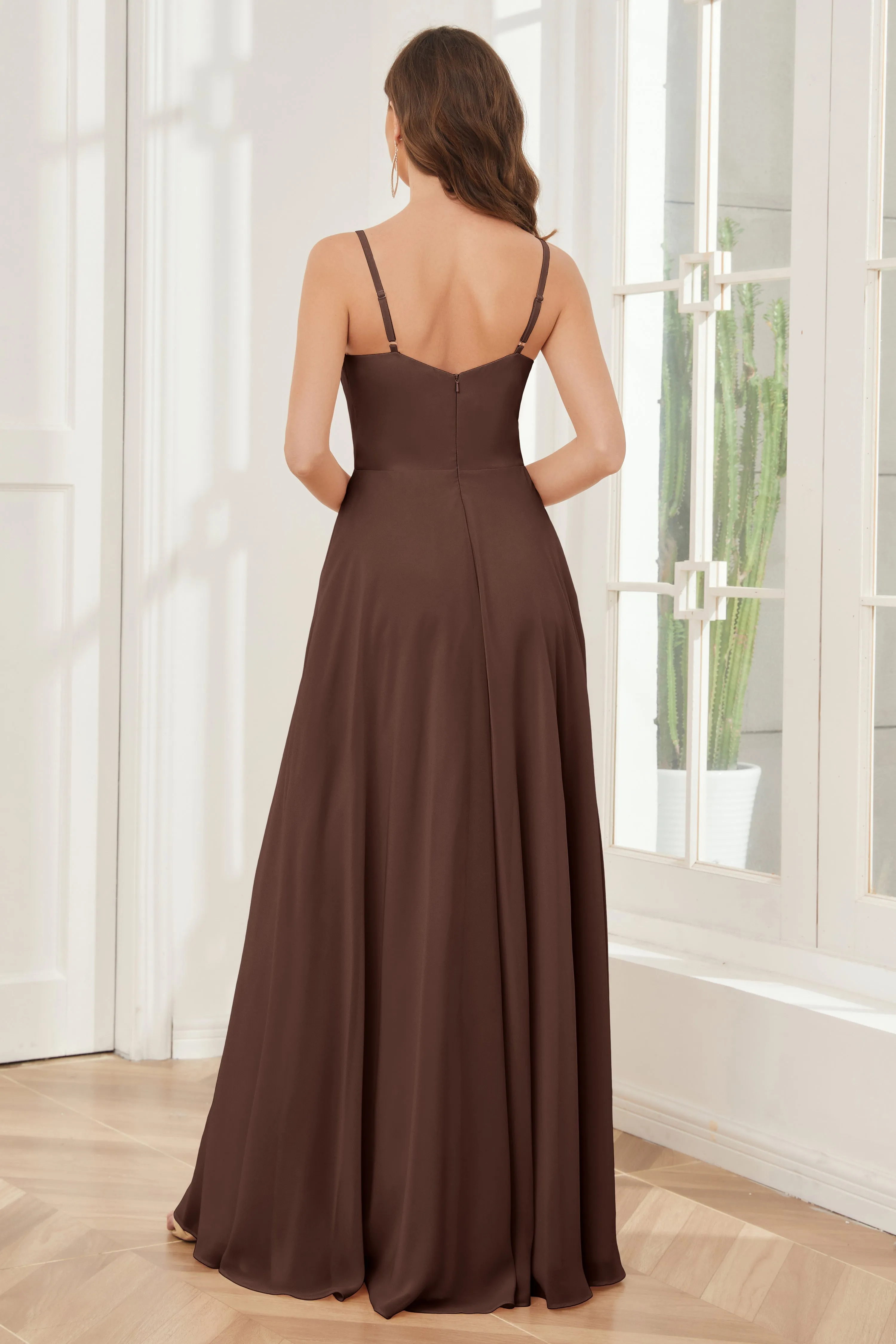 A-line Spaghetti Straps Chiffon Bridesmaid Dresses