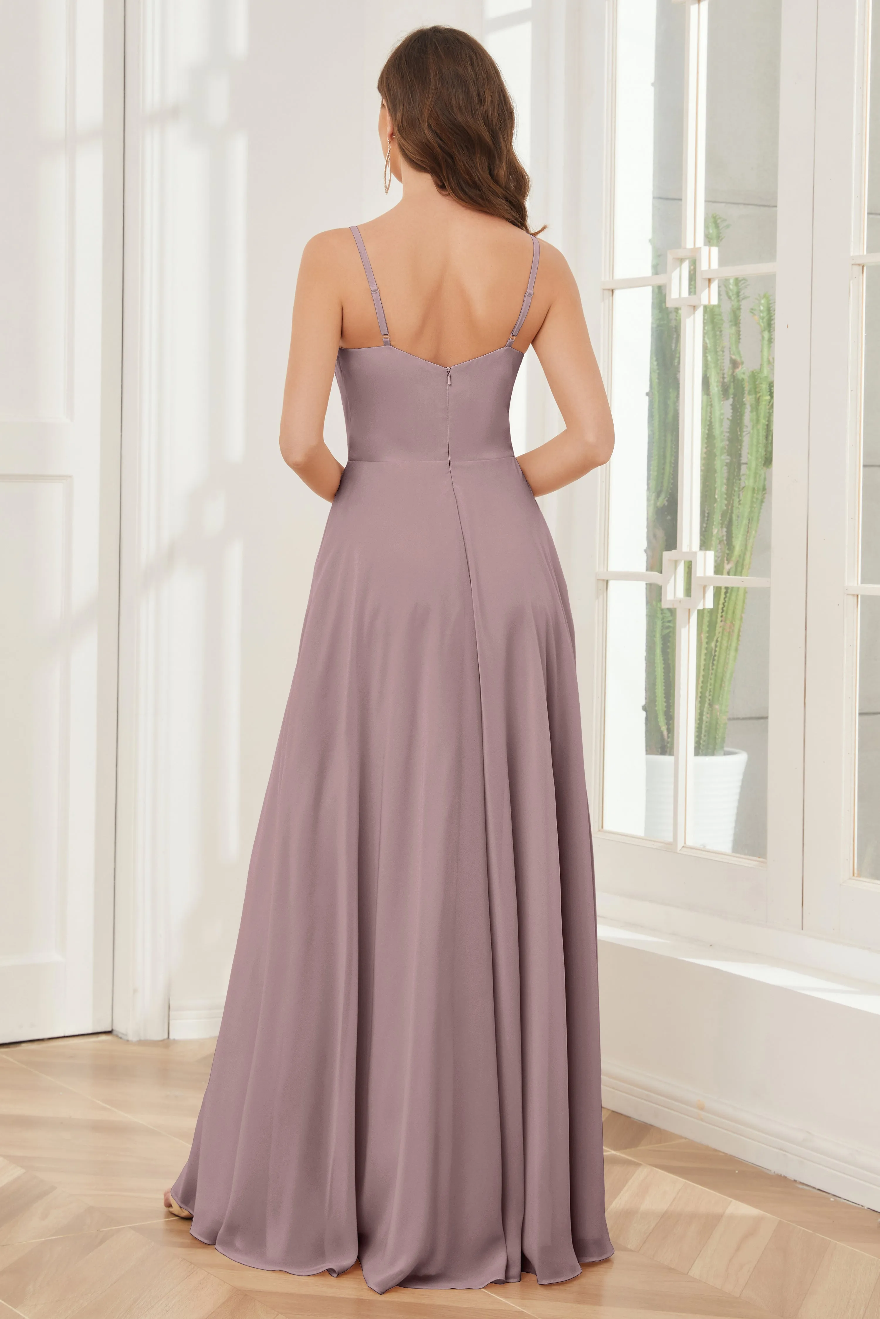 A-line Spaghetti Straps Chiffon Bridesmaid Dresses