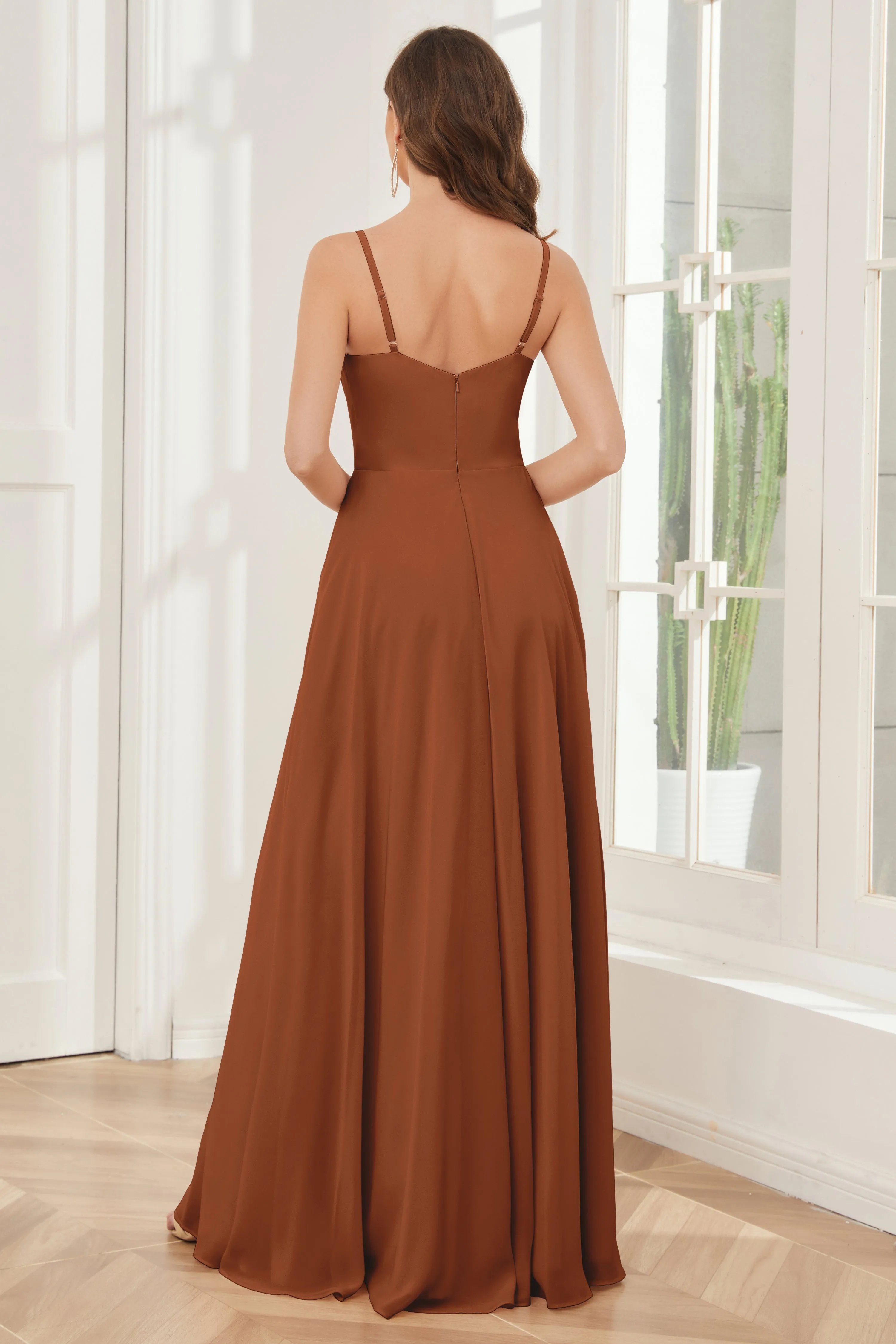 A-line Spaghetti Straps Chiffon Bridesmaid Dresses