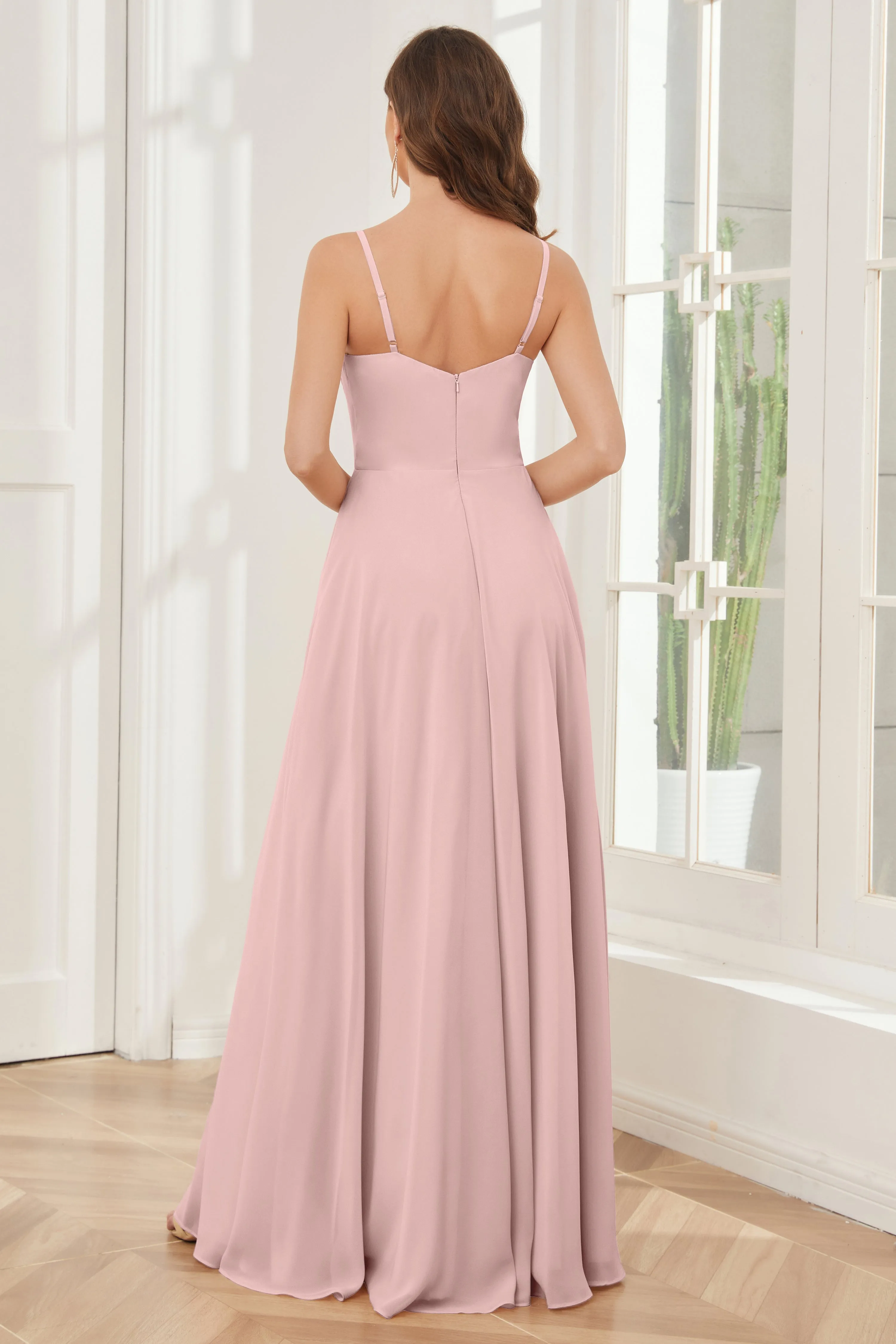 A-line Spaghetti Straps Chiffon Bridesmaid Dresses