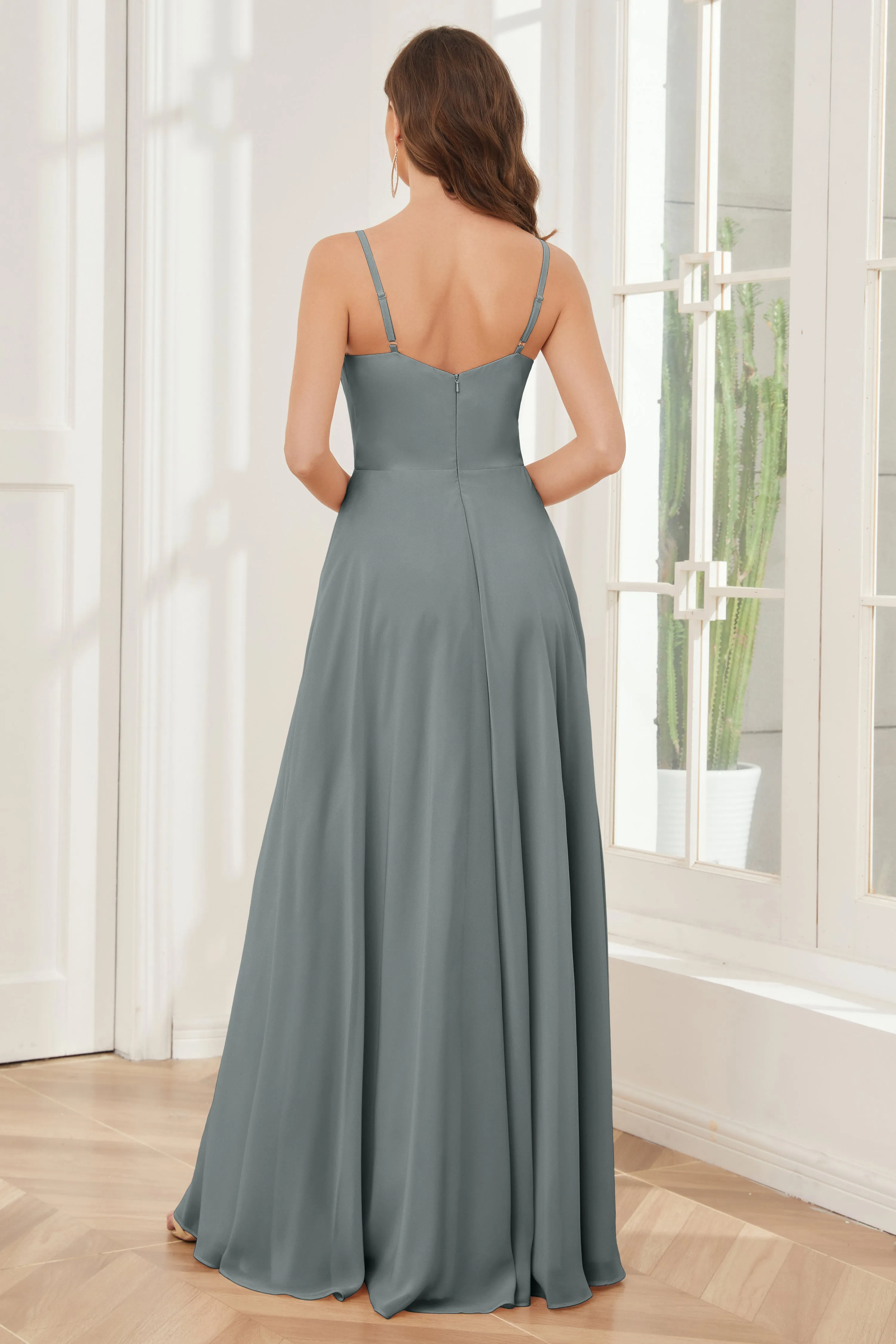 A-line Spaghetti Straps Chiffon Bridesmaid Dresses