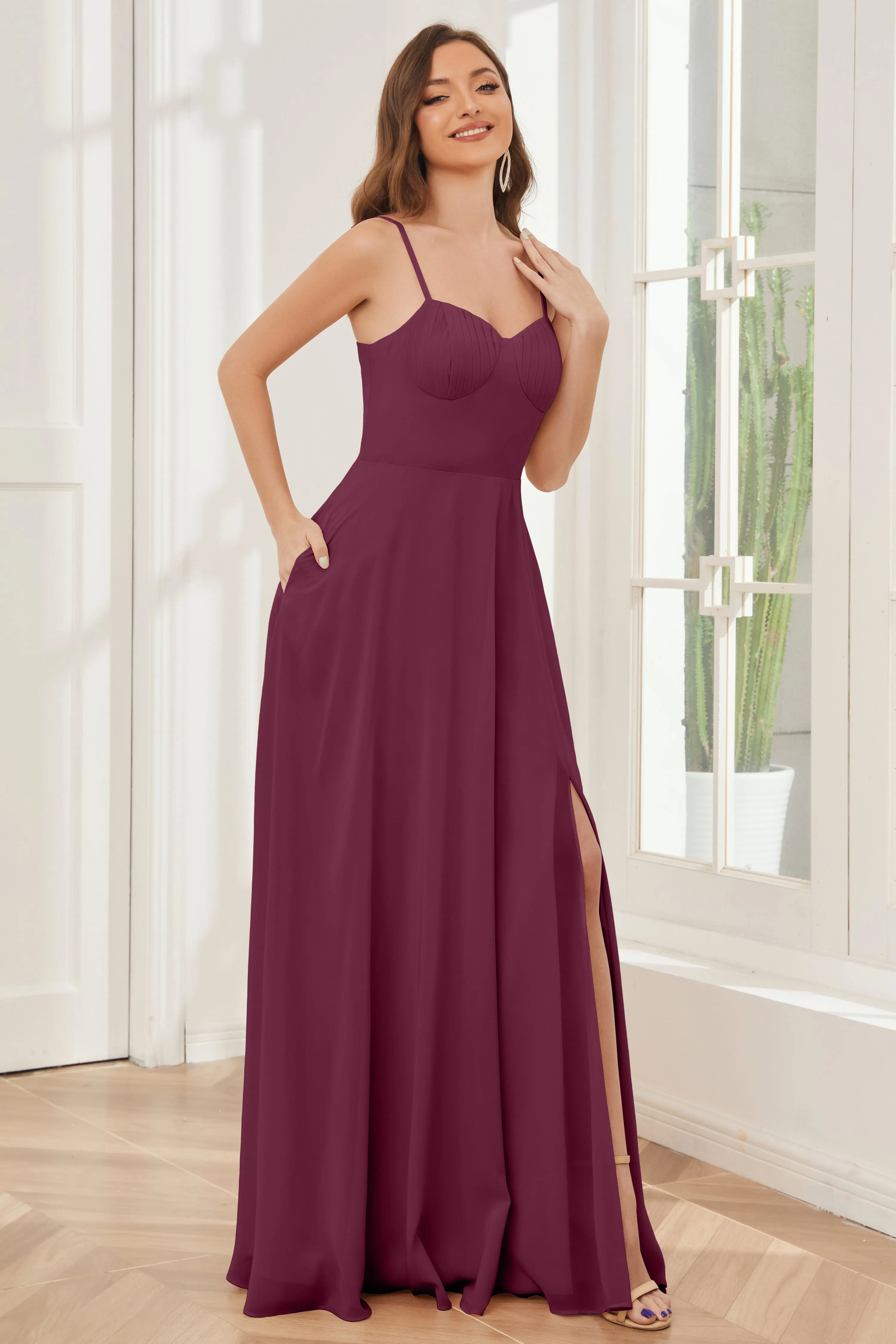 A-line Spaghetti Straps Chiffon Bridesmaid Dresses