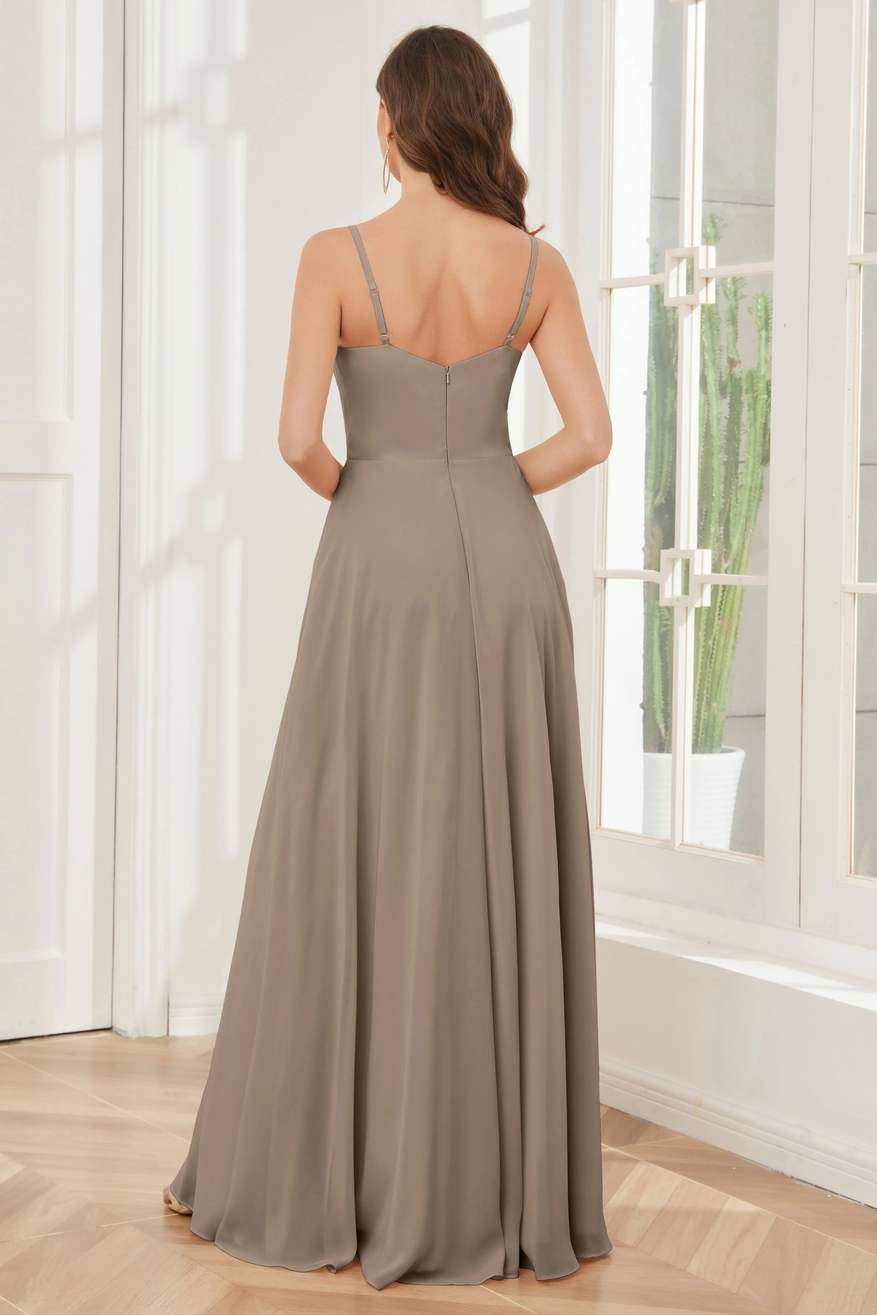 A-line Spaghetti Straps Chiffon Bridesmaid Dresses