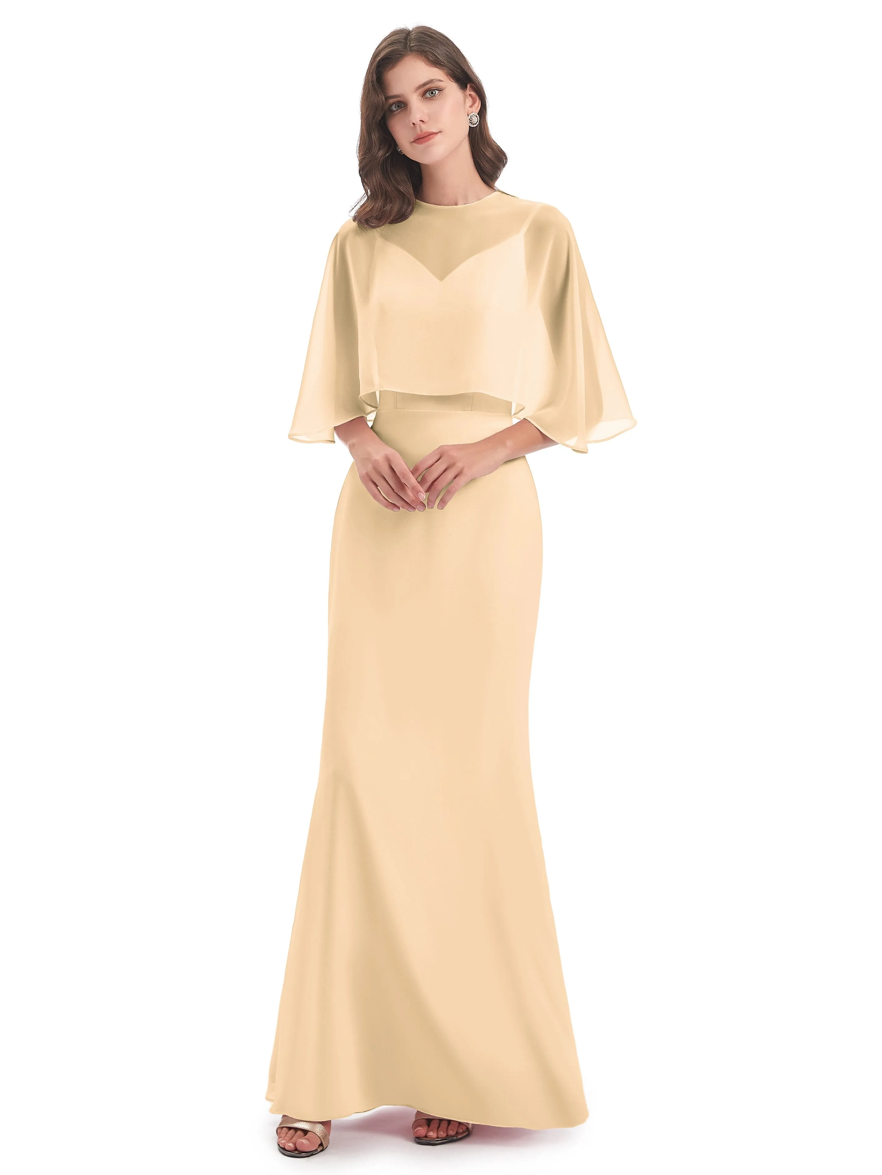 Abigail Vintage Trumpet-Hourglass Long Chiffon Bridesmaid Dresses