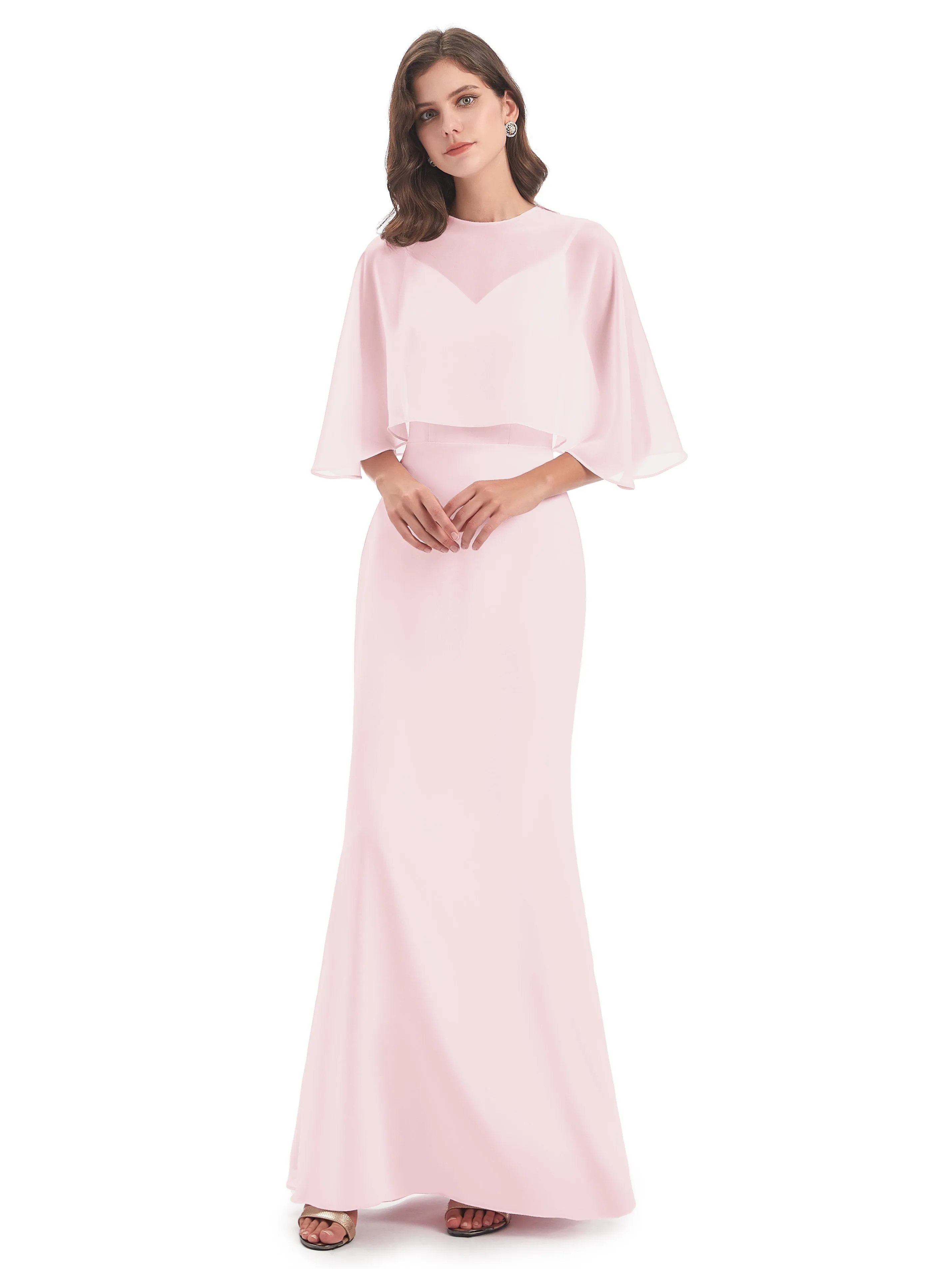 Abigail Vintage Trumpet-Hourglass Long Chiffon Bridesmaid Dresses