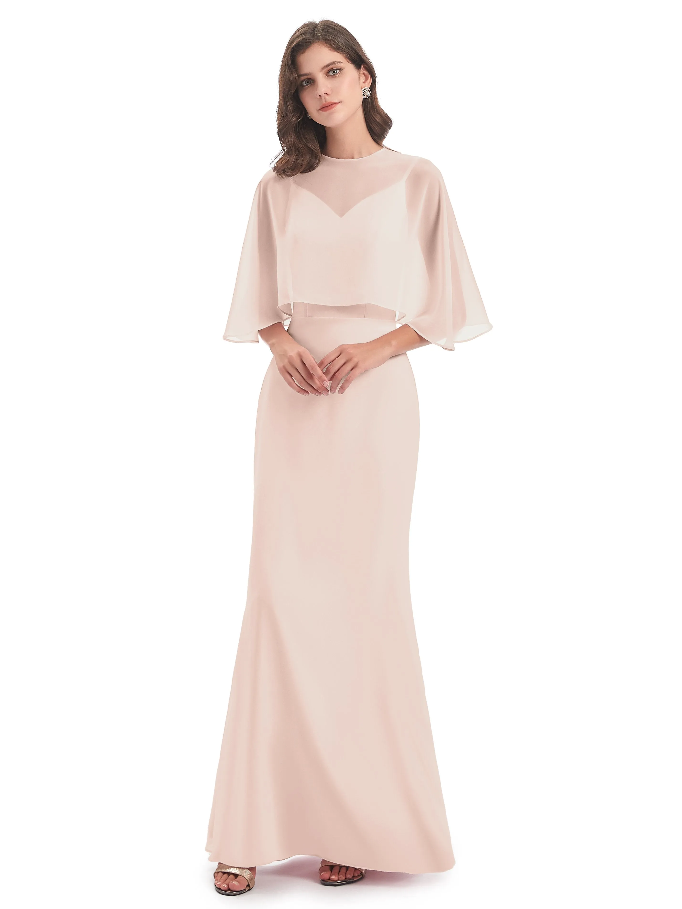 Abigail Vintage Trumpet-Hourglass Long Chiffon Bridesmaid Dresses