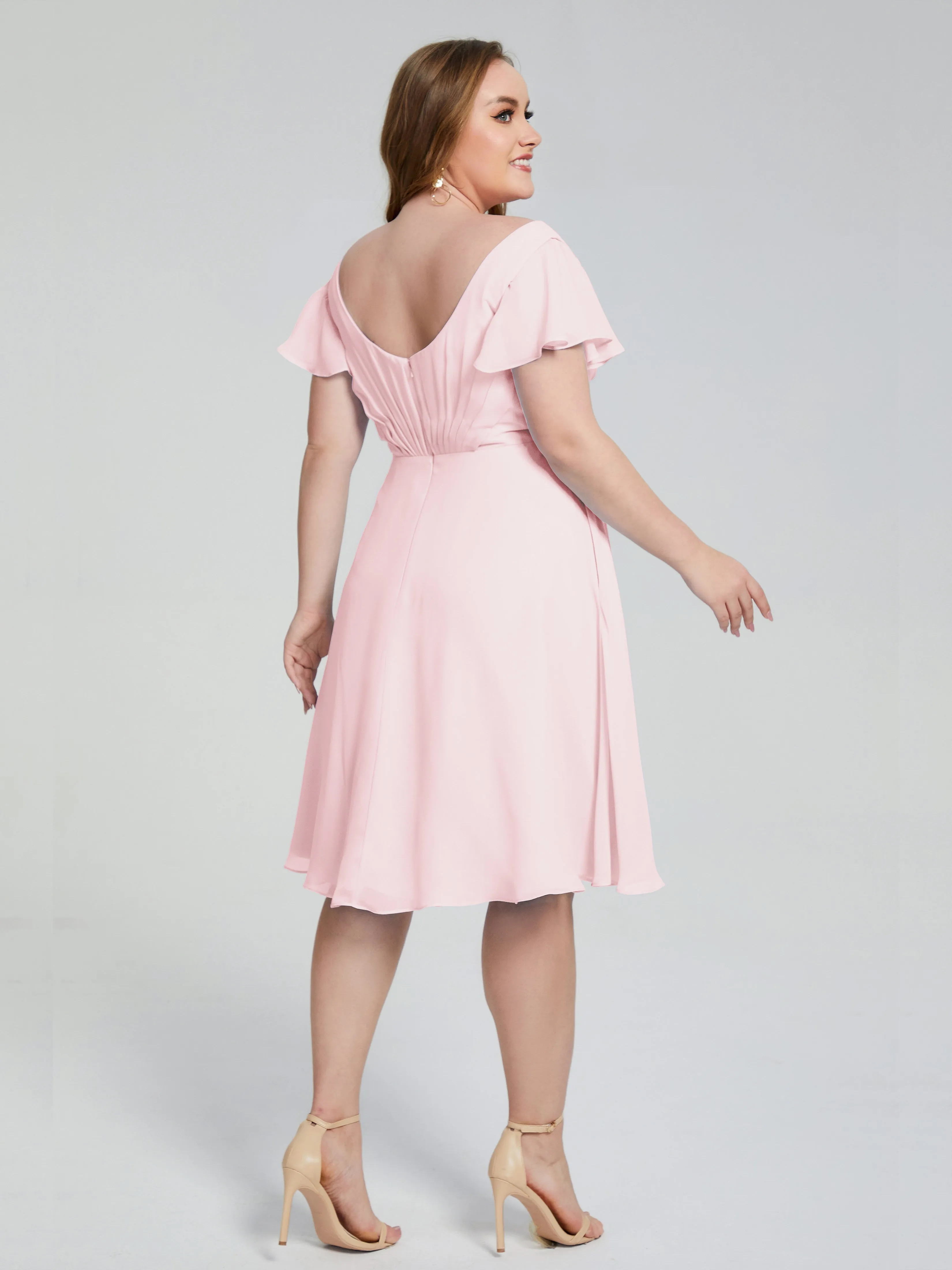 Alina V-Neck Knee-Length Short Sleeves Mother of the Bride Dresses