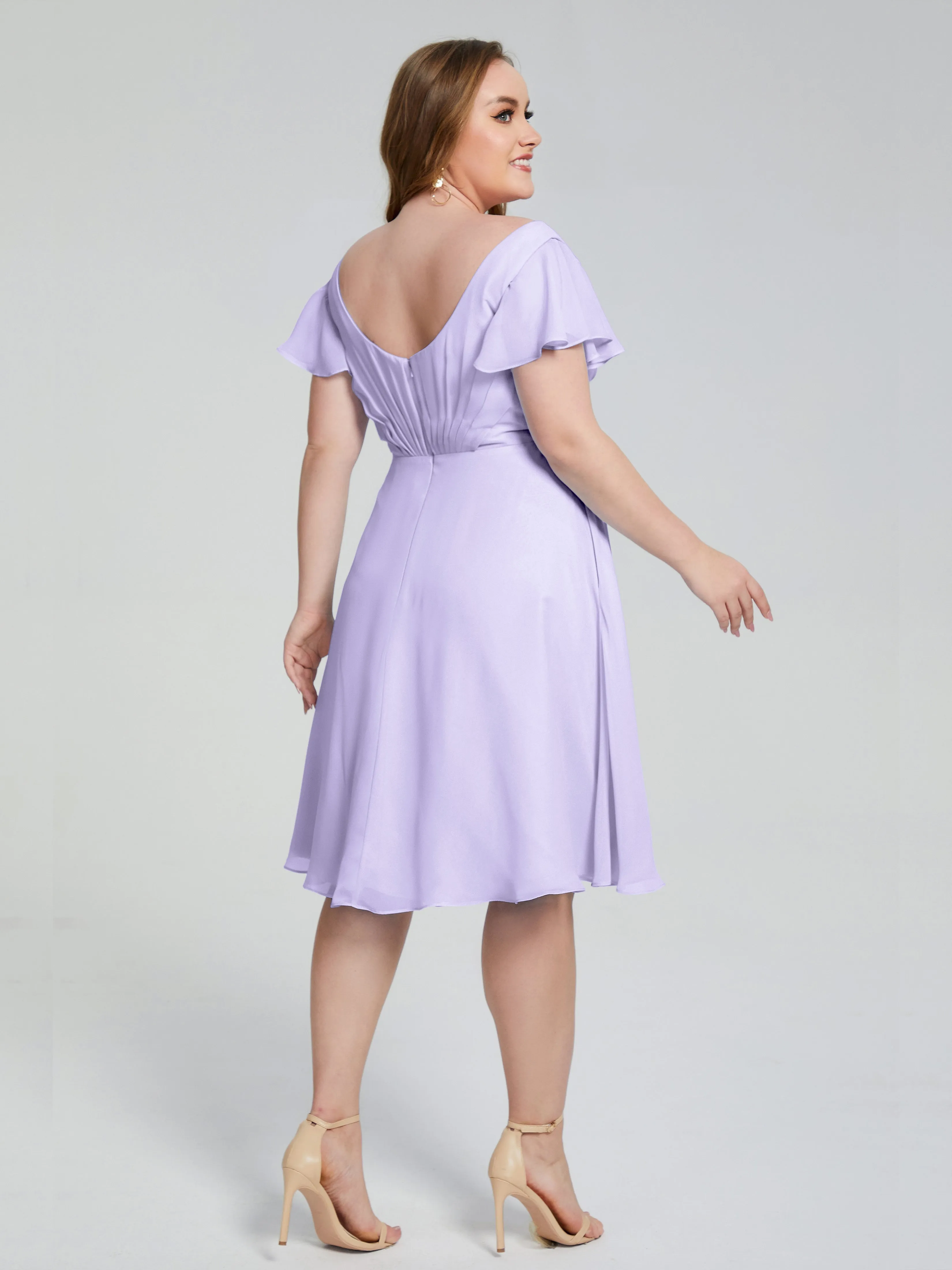 Alina V-Neck Knee-Length Short Sleeves Mother of the Bride Dresses