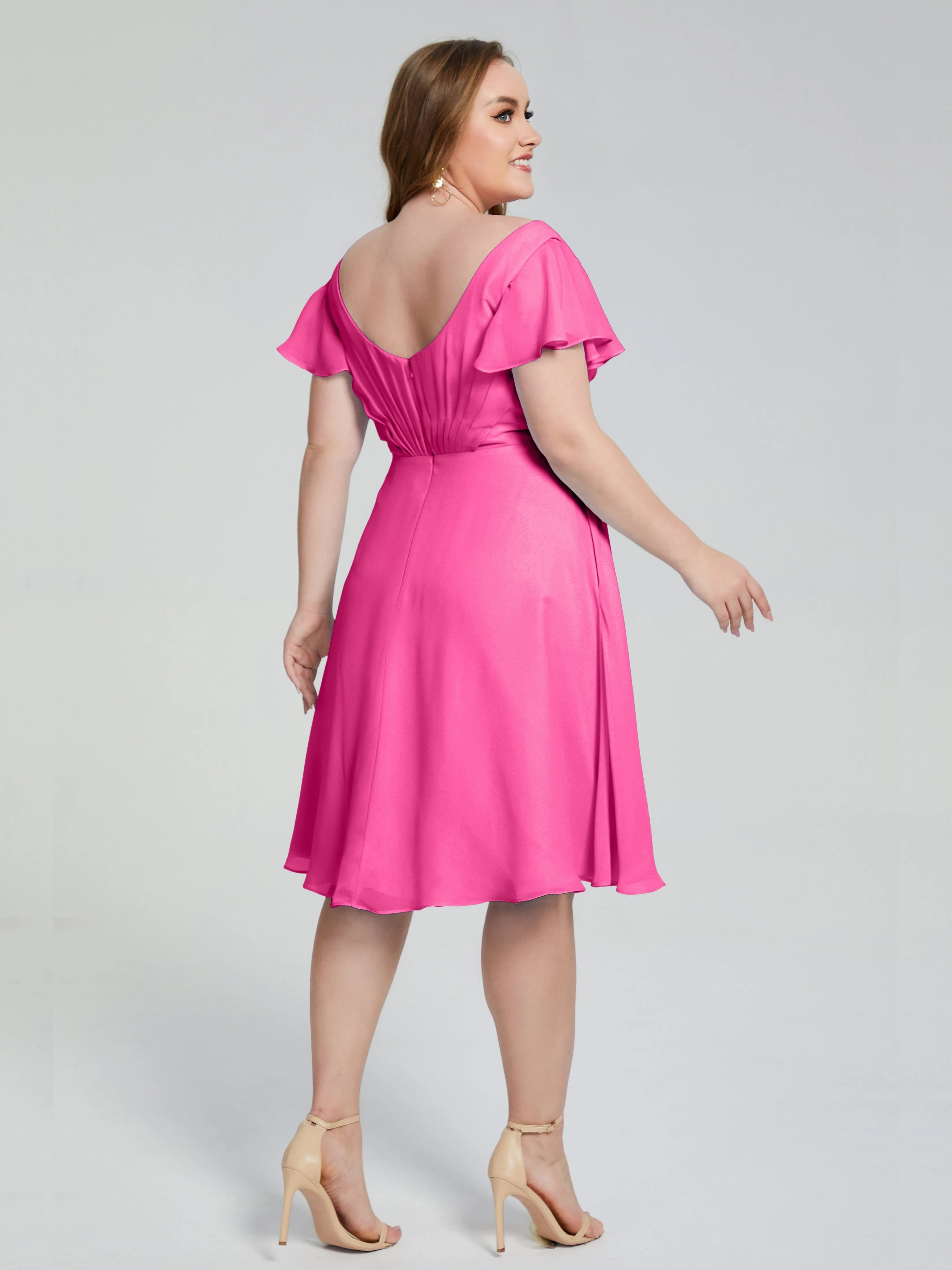 Alina V-Neck Knee-Length Short Sleeves Mother of the Bride Dresses