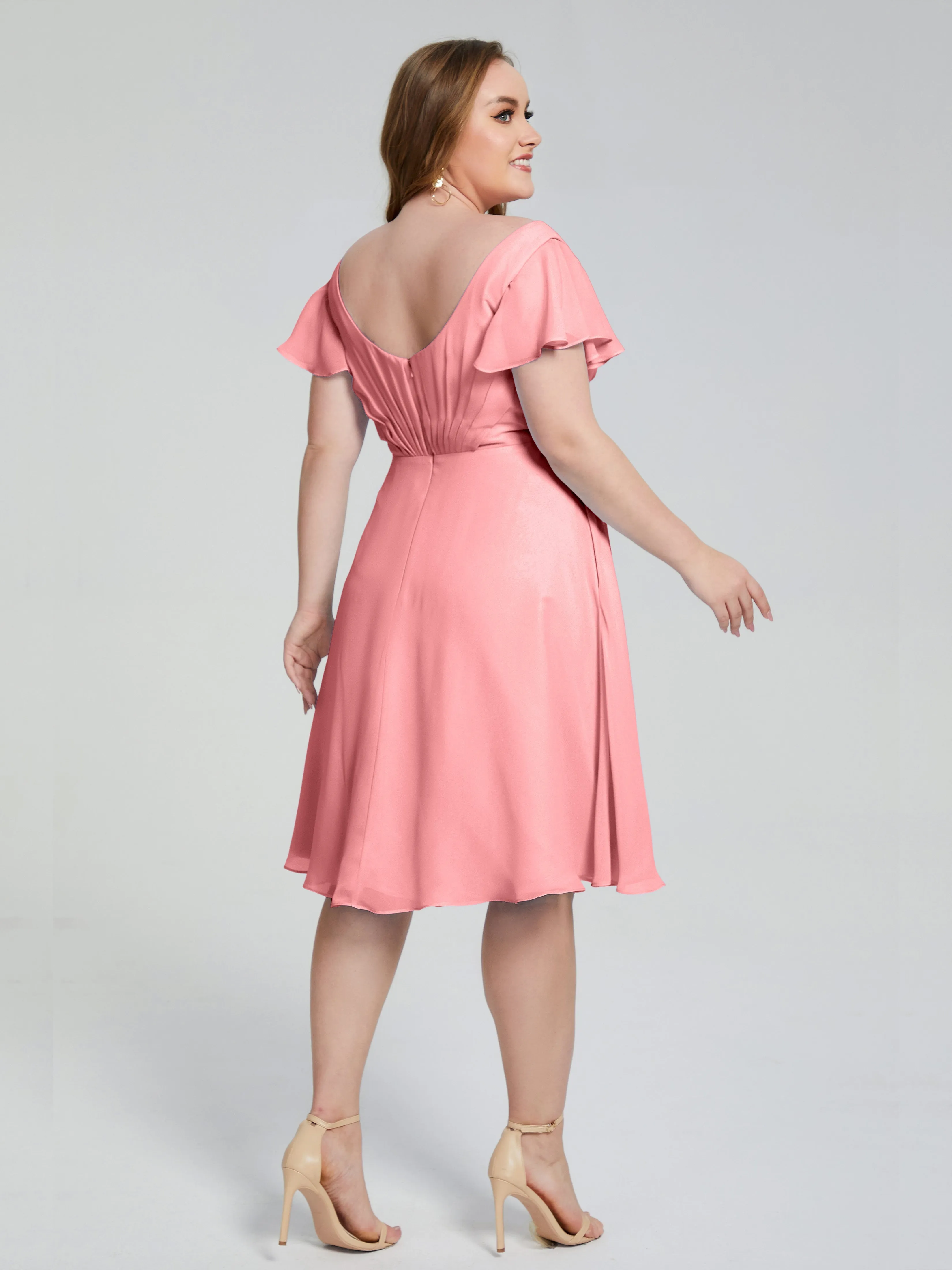 Alina V-Neck Knee-Length Short Sleeves Mother of the Bride Dresses