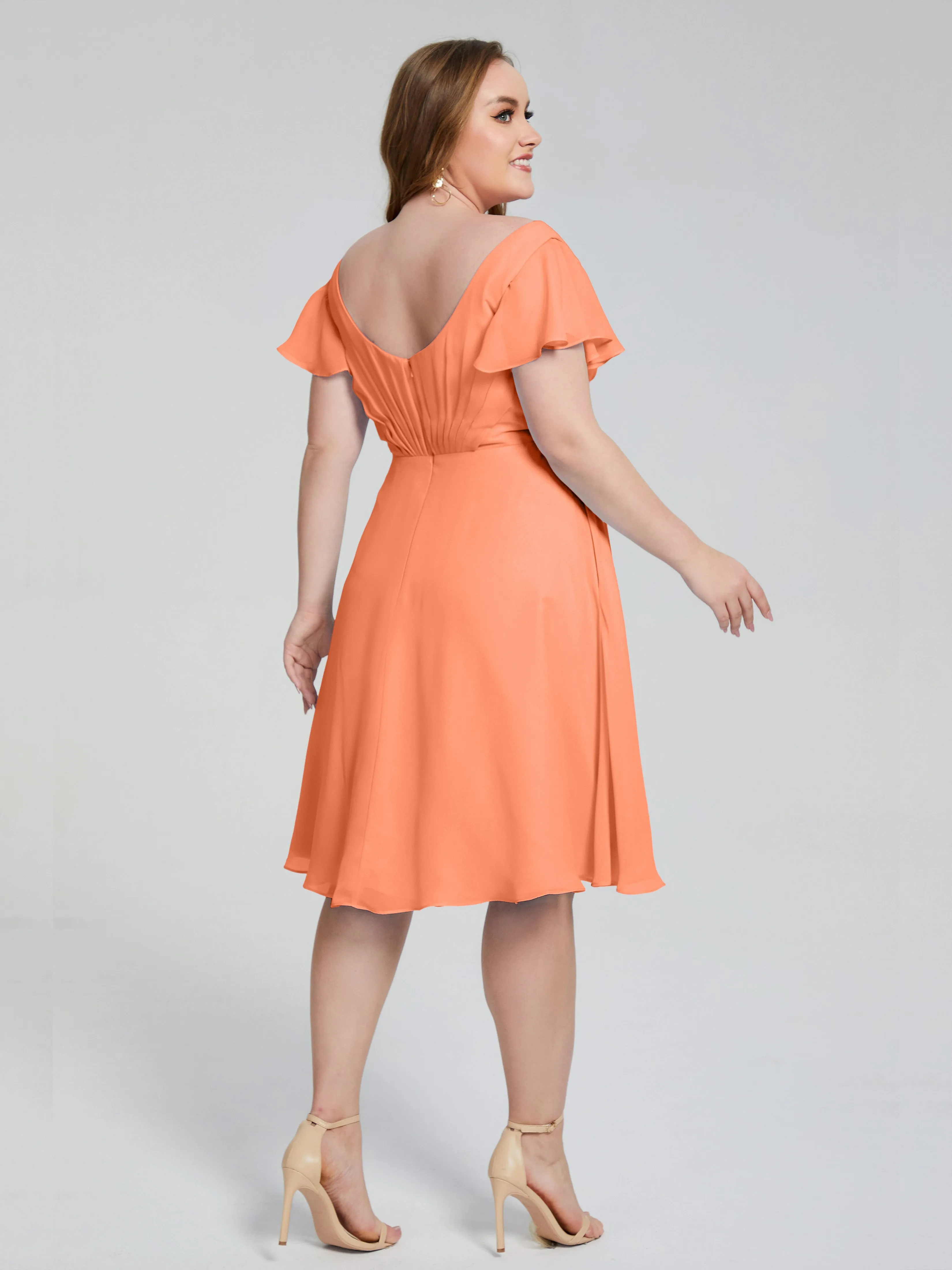 Alina V-Neck Knee-Length Short Sleeves Mother of the Bride Dresses