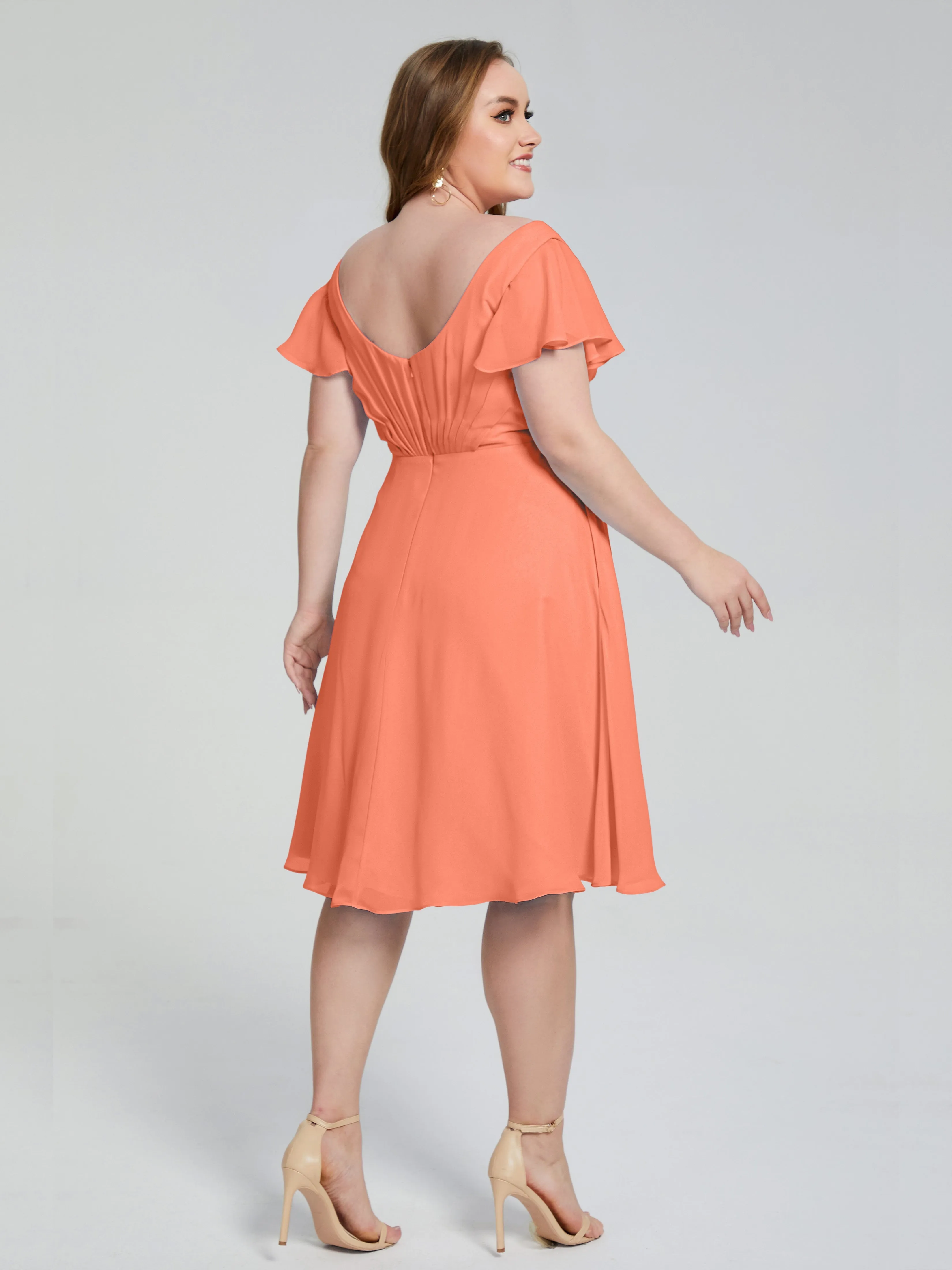 Alina V-Neck Knee-Length Short Sleeves Mother of the Bride Dresses