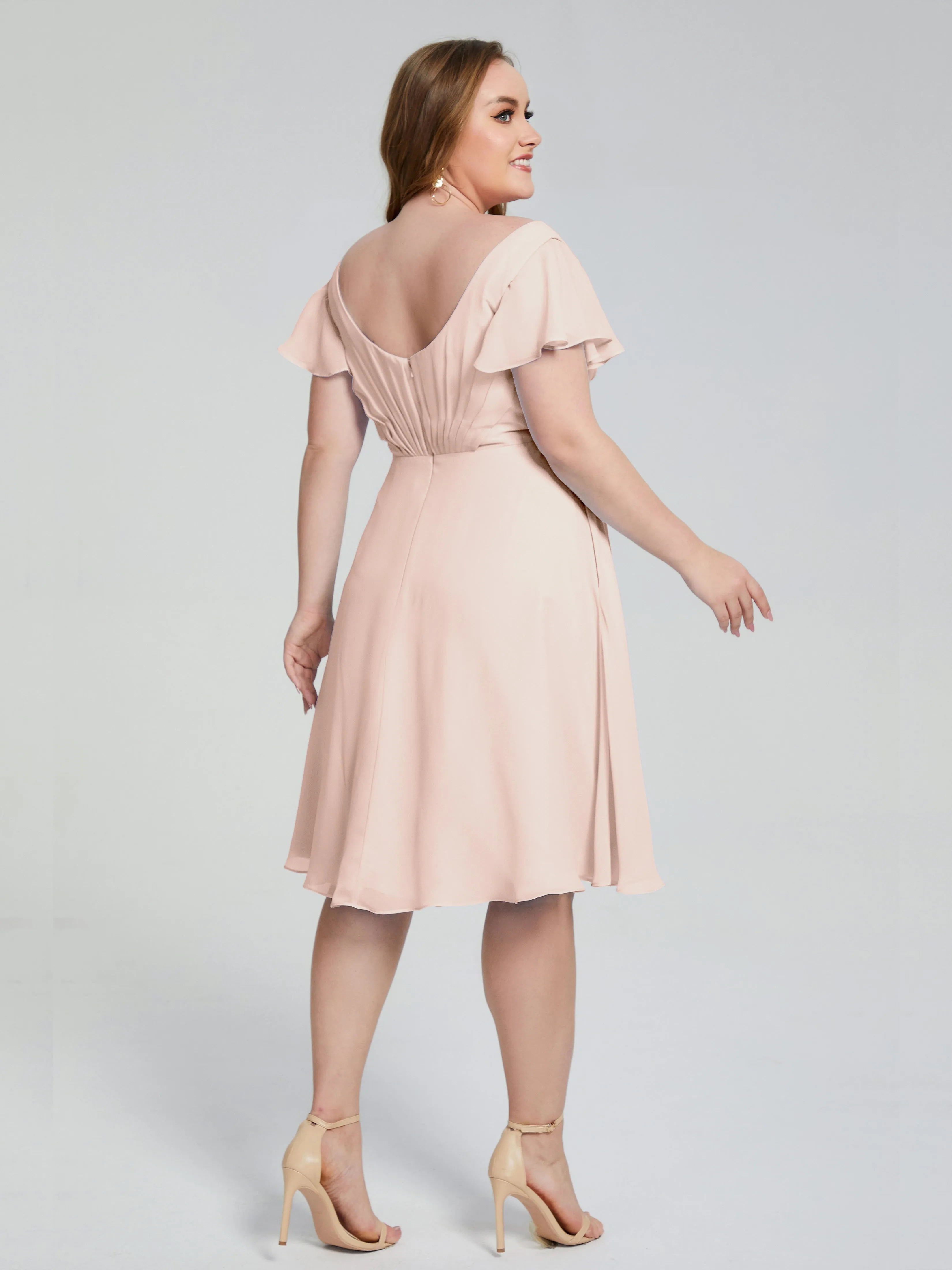 Alina V-Neck Knee-Length Short Sleeves Mother of the Bride Dresses