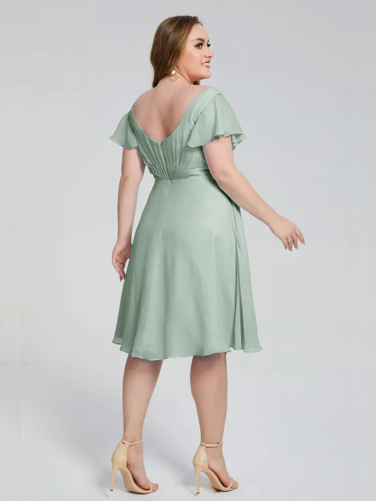 Alina V-Neck Knee-Length Short Sleeves Mother of the Bride Dresses