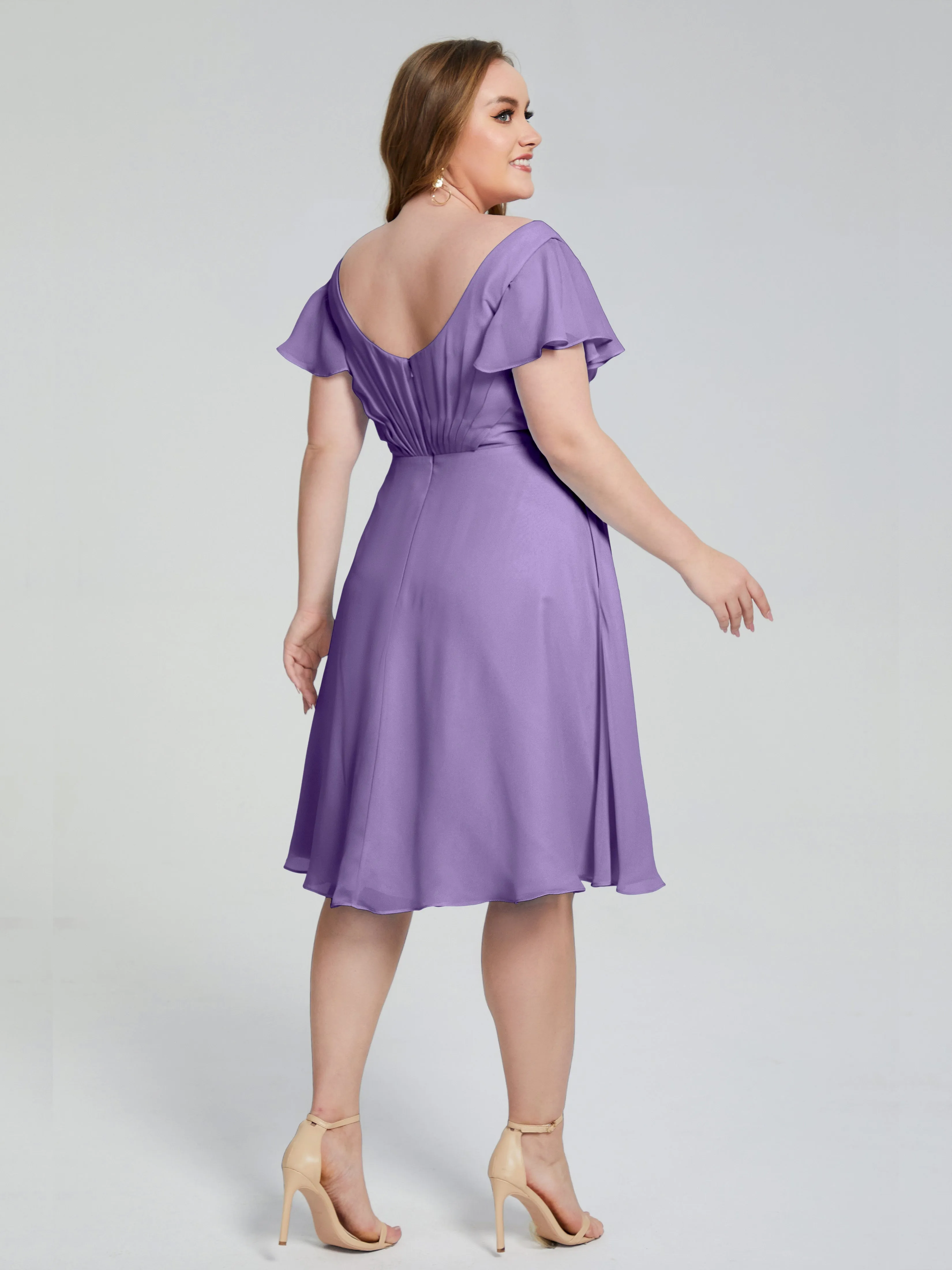 Alina V-Neck Knee-Length Short Sleeves Mother of the Bride Dresses