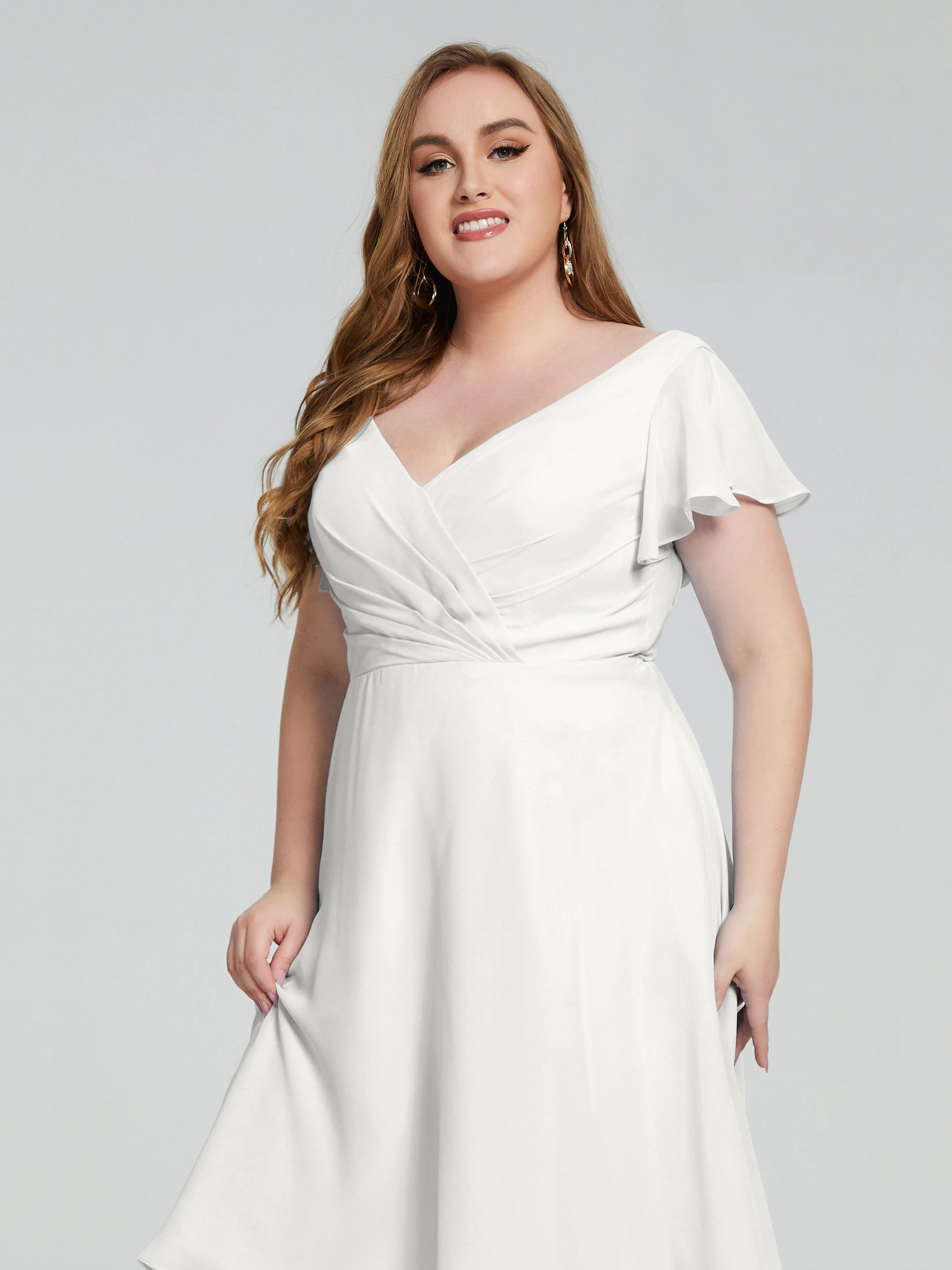 Alina V-Neck Knee-Length Short Sleeves Mother of the Bride Dresses